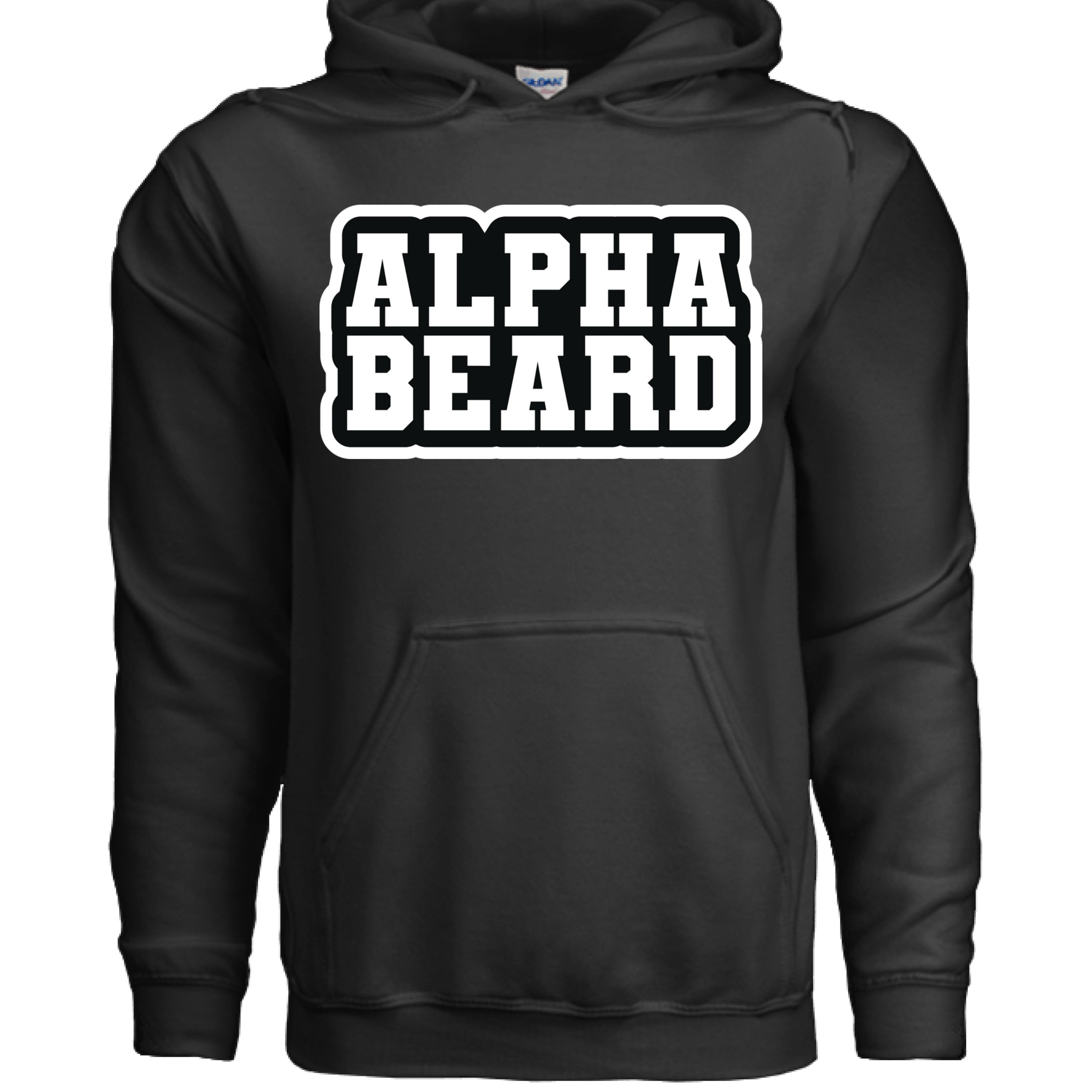 Alpha Beard Graphic Hoodie For The Bearded Alpha Guy BLACK - FRONT