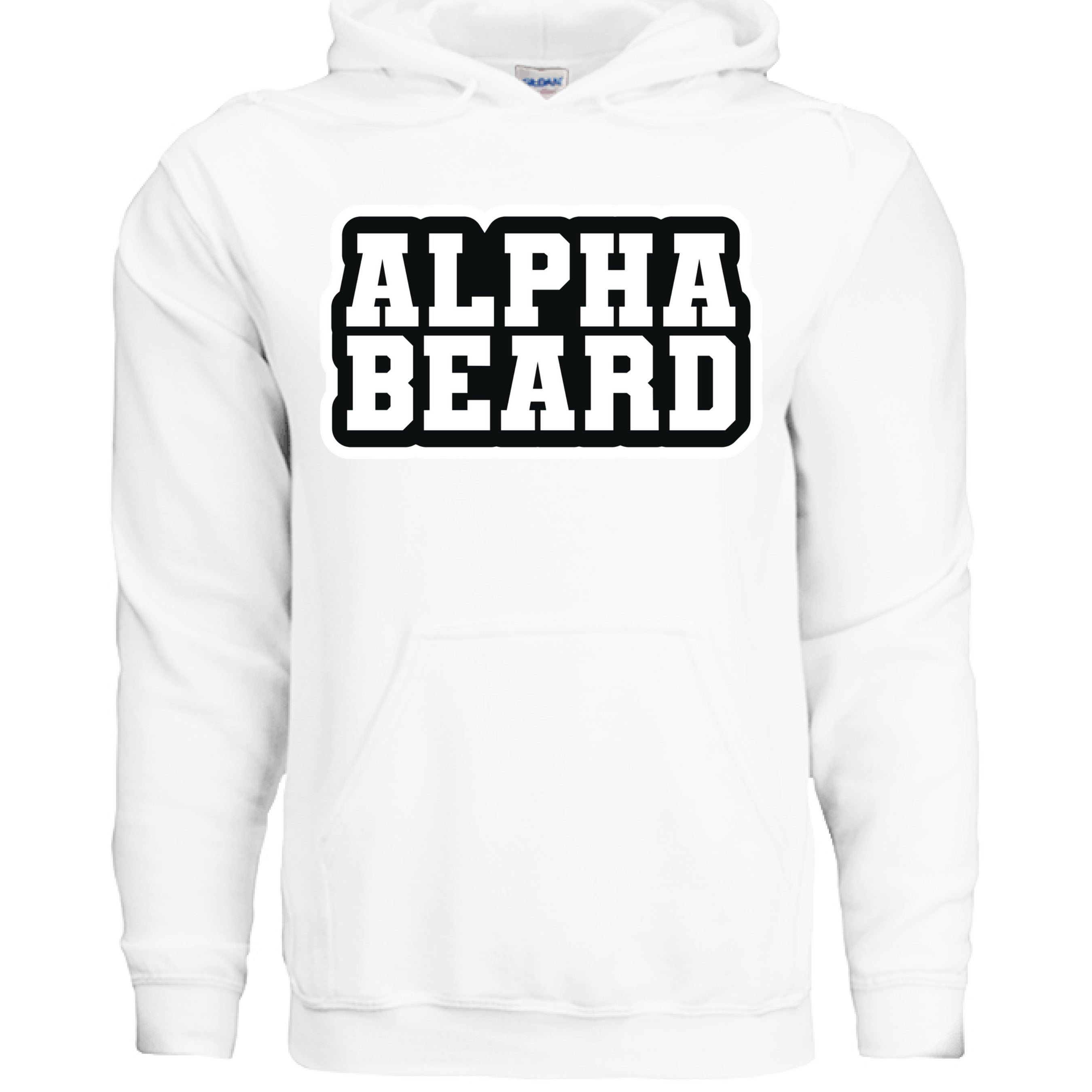 Alpha Beard Graphic Hoodie For The Bearded Alpha Guy WHITE - FRONT