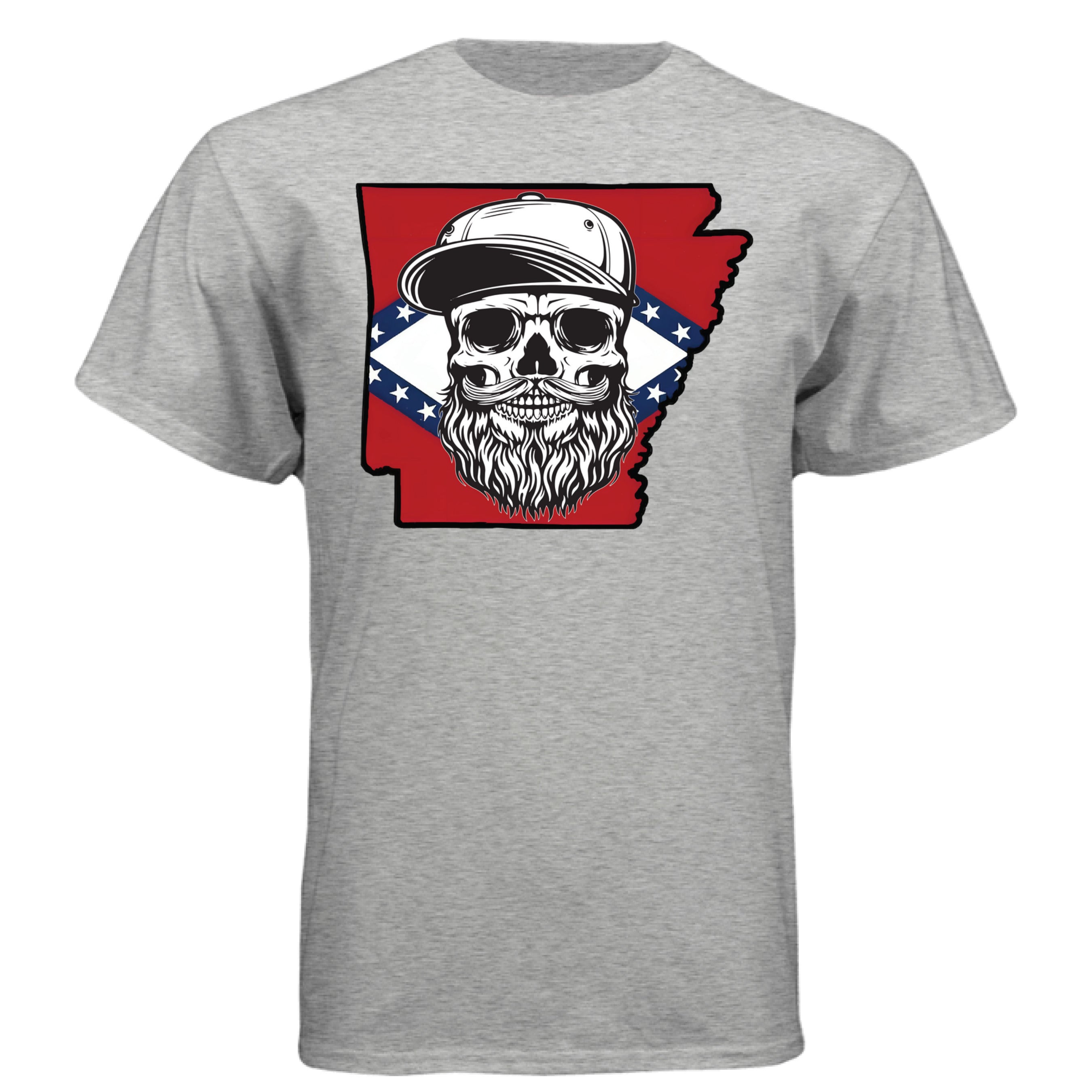LArkansas Bearded Skull T-Shirt – Bold Southern Style for the Bearded Legends IGHT STEEL - FRONT