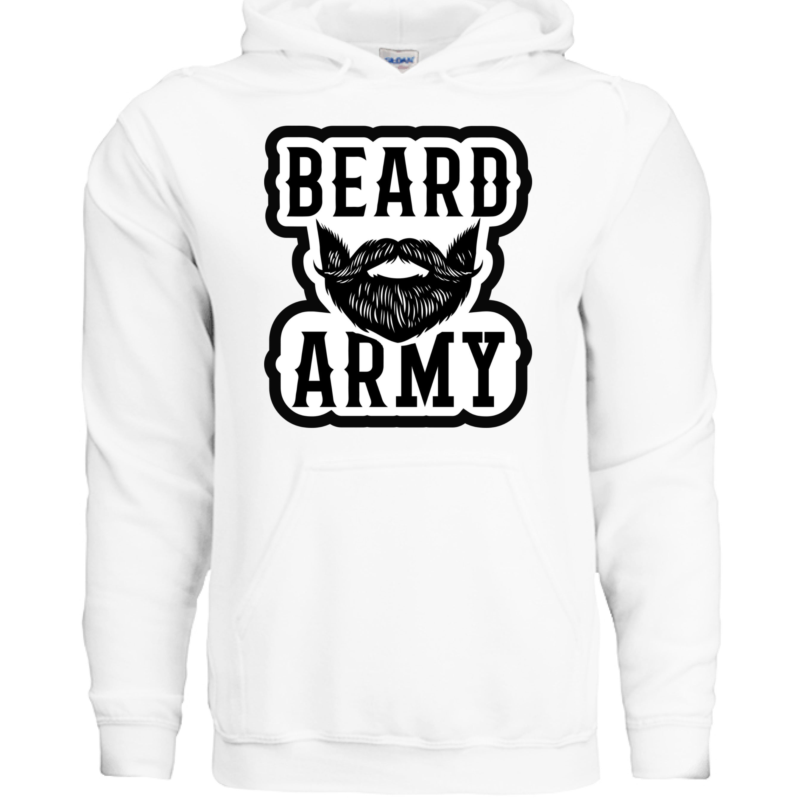 Beard Army Hoodie Bold Bearded Statement For Bearded Guys WHITE - FRONT