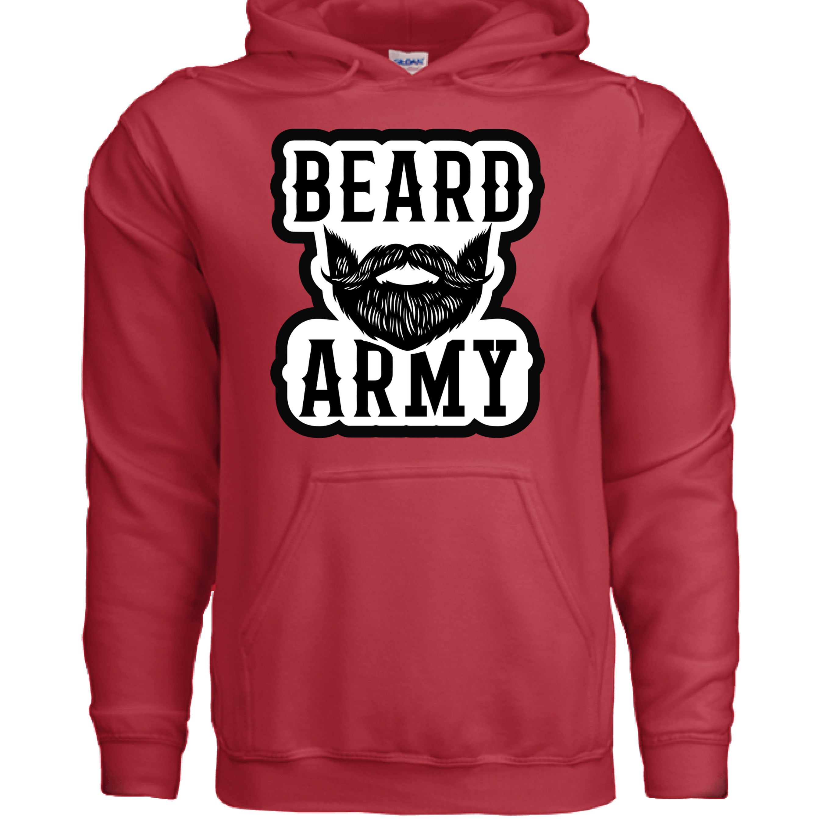Beard Army Hoodie Bold Bearded Statement For Bearded Guys RED - FRONT