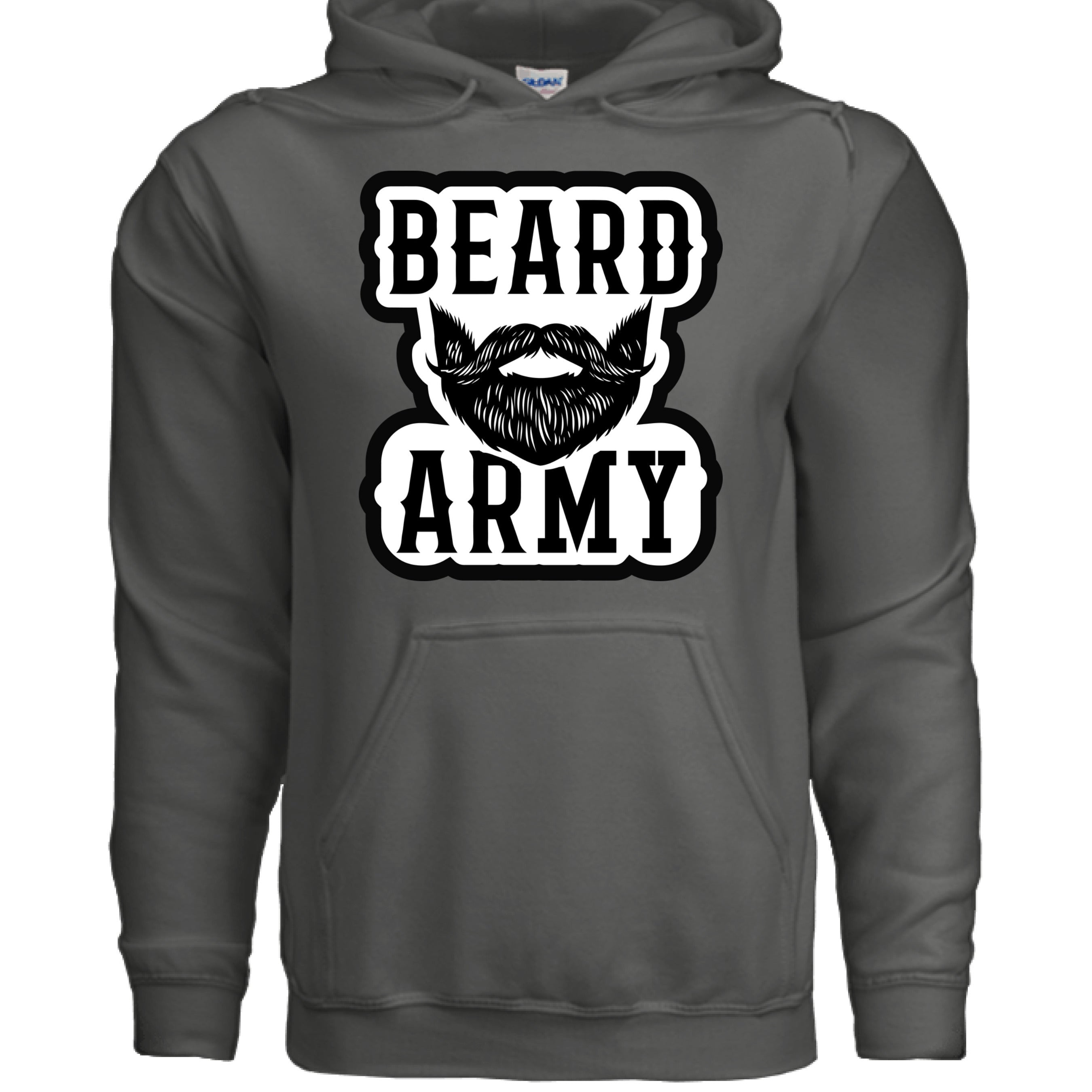 Beard Army Hoodie Bold Bearded Statement For Bearded Guys CHARCOAL - FRONT