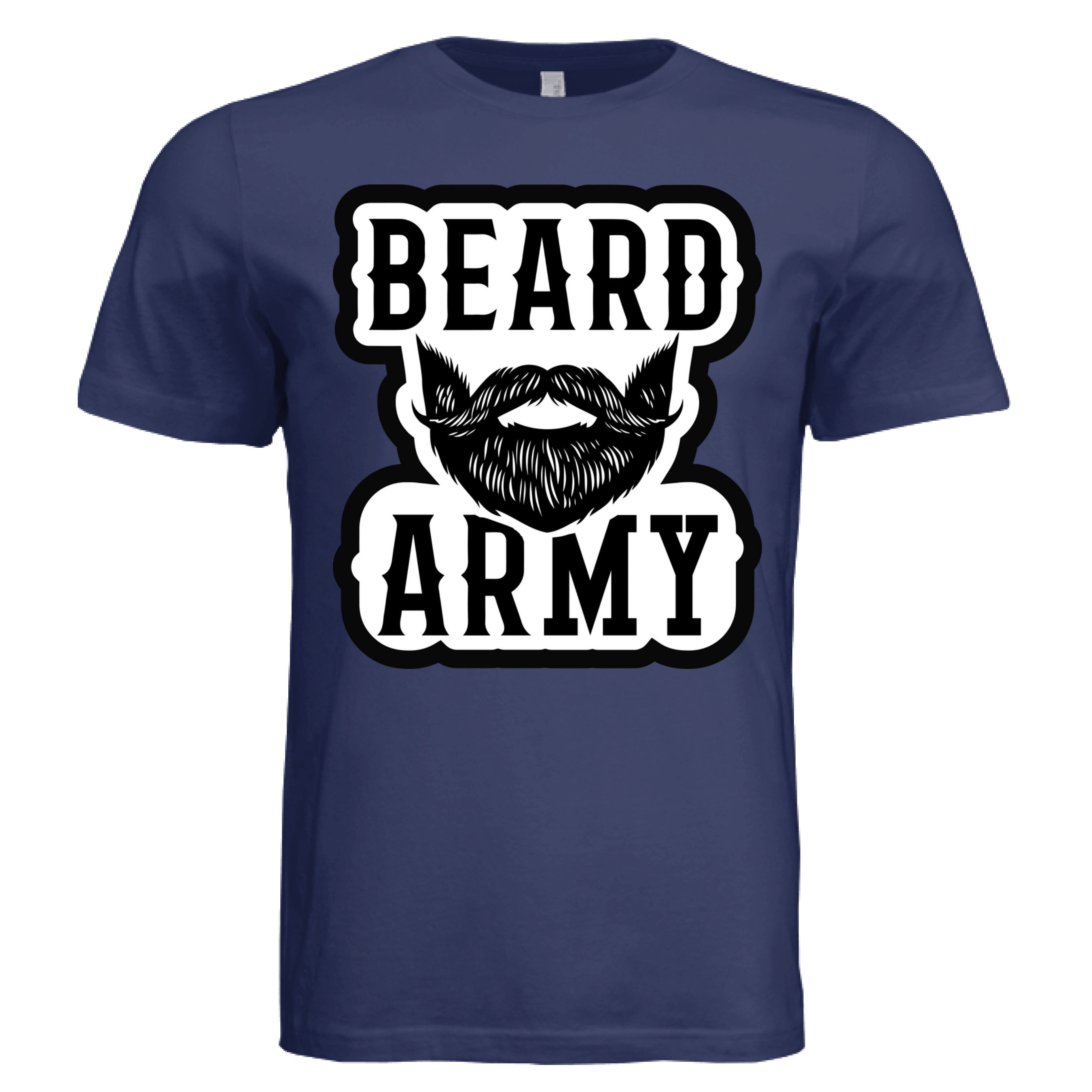 Beard Army Minimalist Tee Shirt Bold Bearded Statement of Masculine Identity NAVY - FRONT
