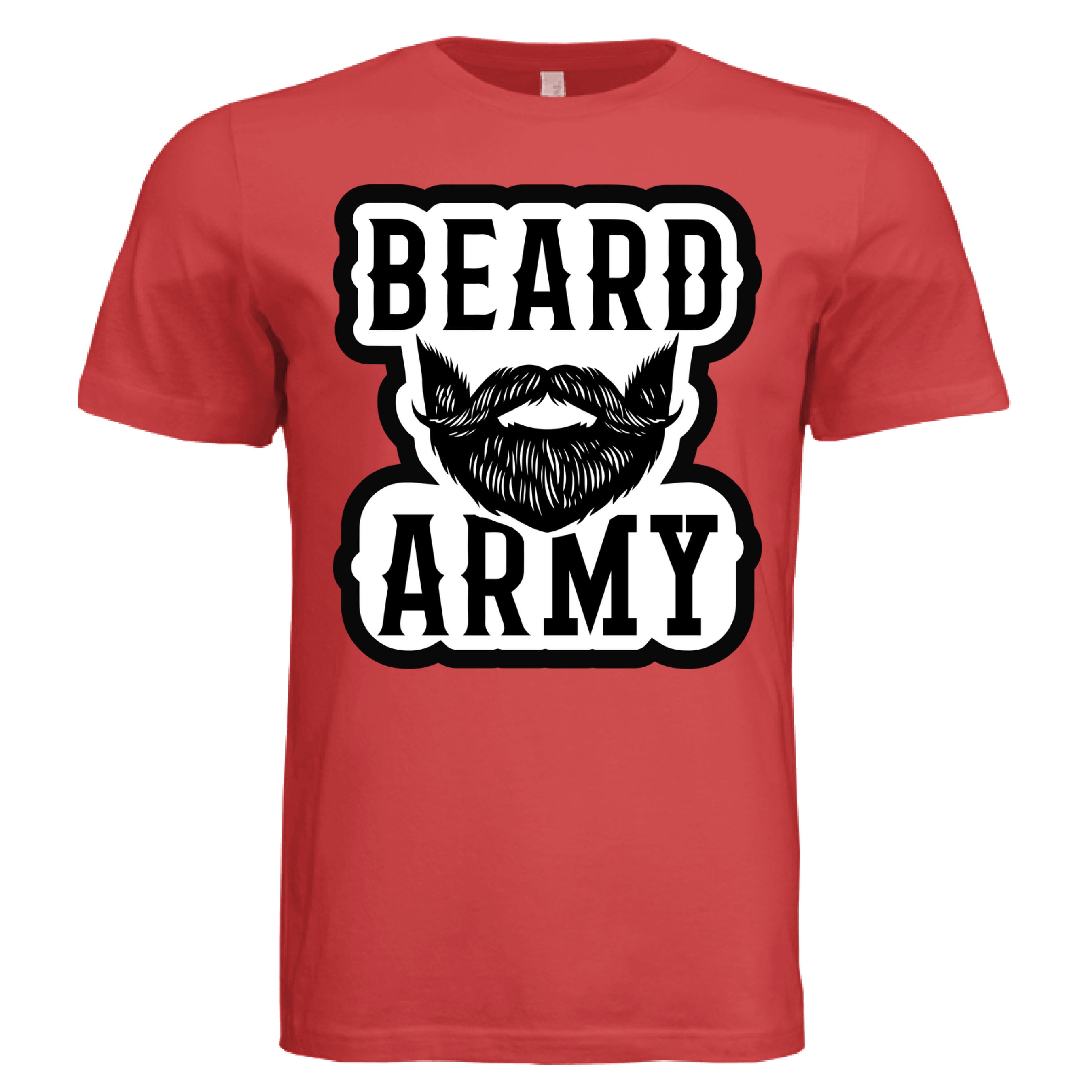 Beard Army Minimalist Tee Shirt Bold Bearded Statement of Masculine Identity RED - FRONT