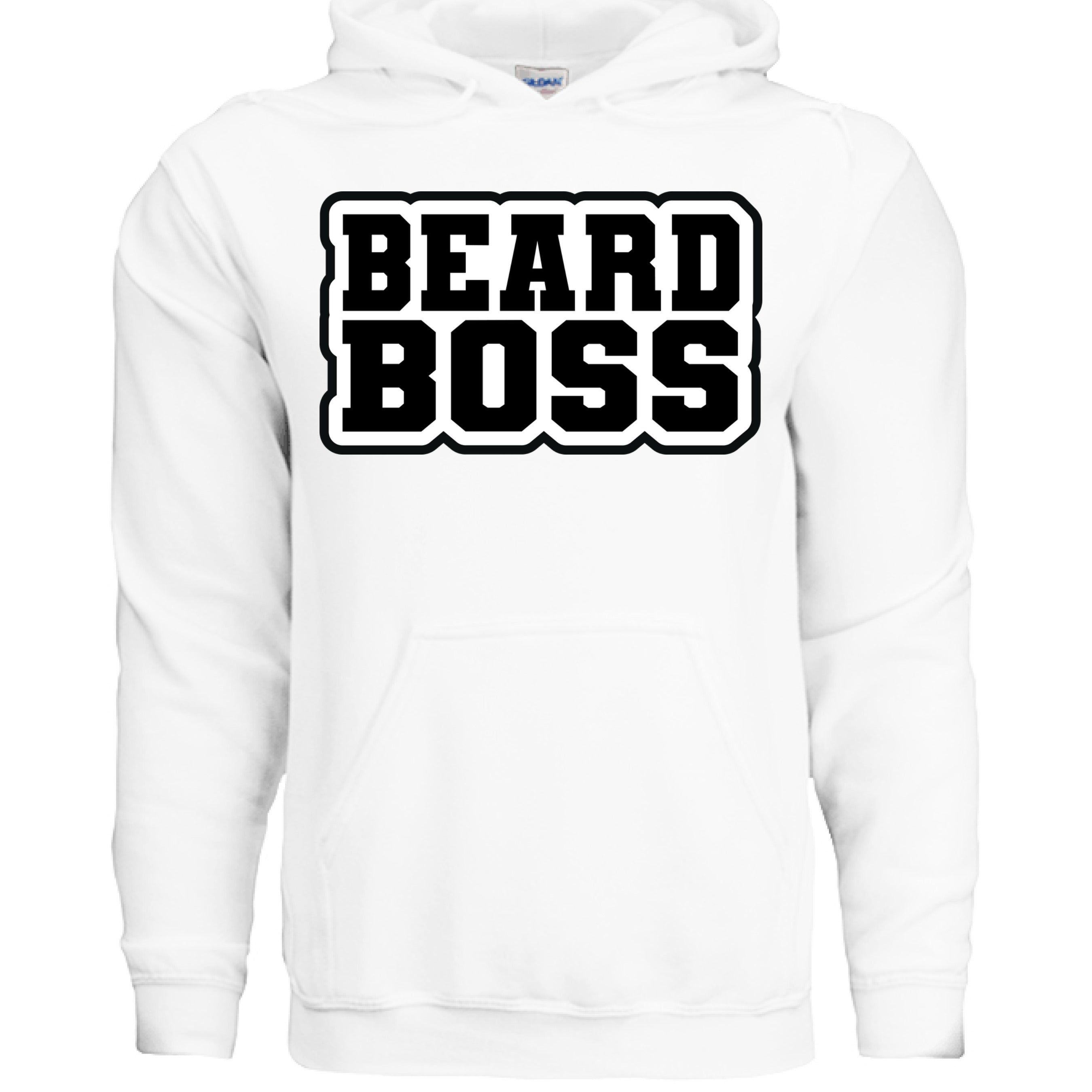 Beard Boss Graphic Hoodie Stylish Men’s Beard Apparel For Bearded Guys WHITE - FRONT