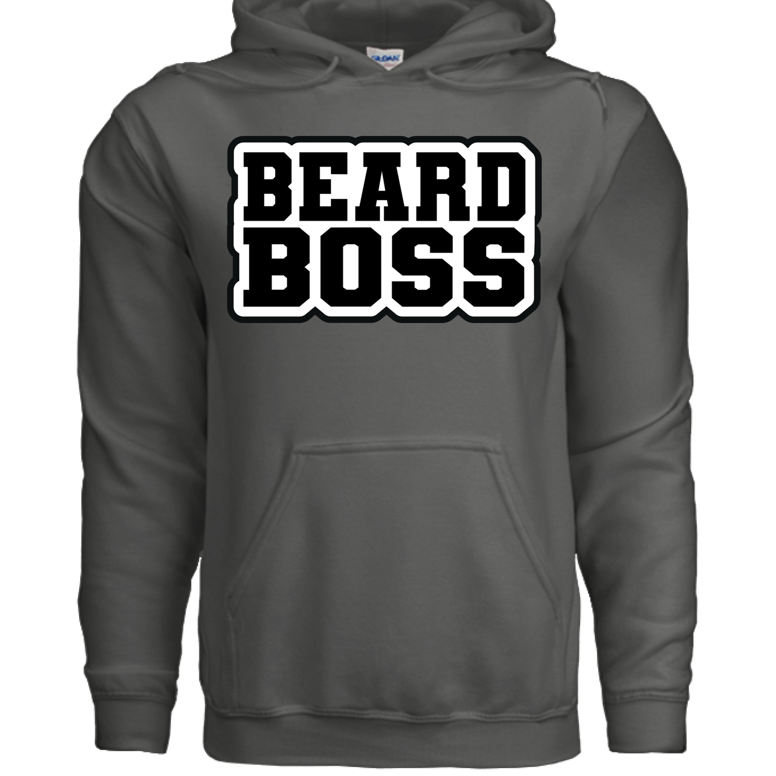 Beard Boss Graphic Hoodie Stylish Men’s Beard Apparel For Bearded Guys CHARCOAL - FRONT