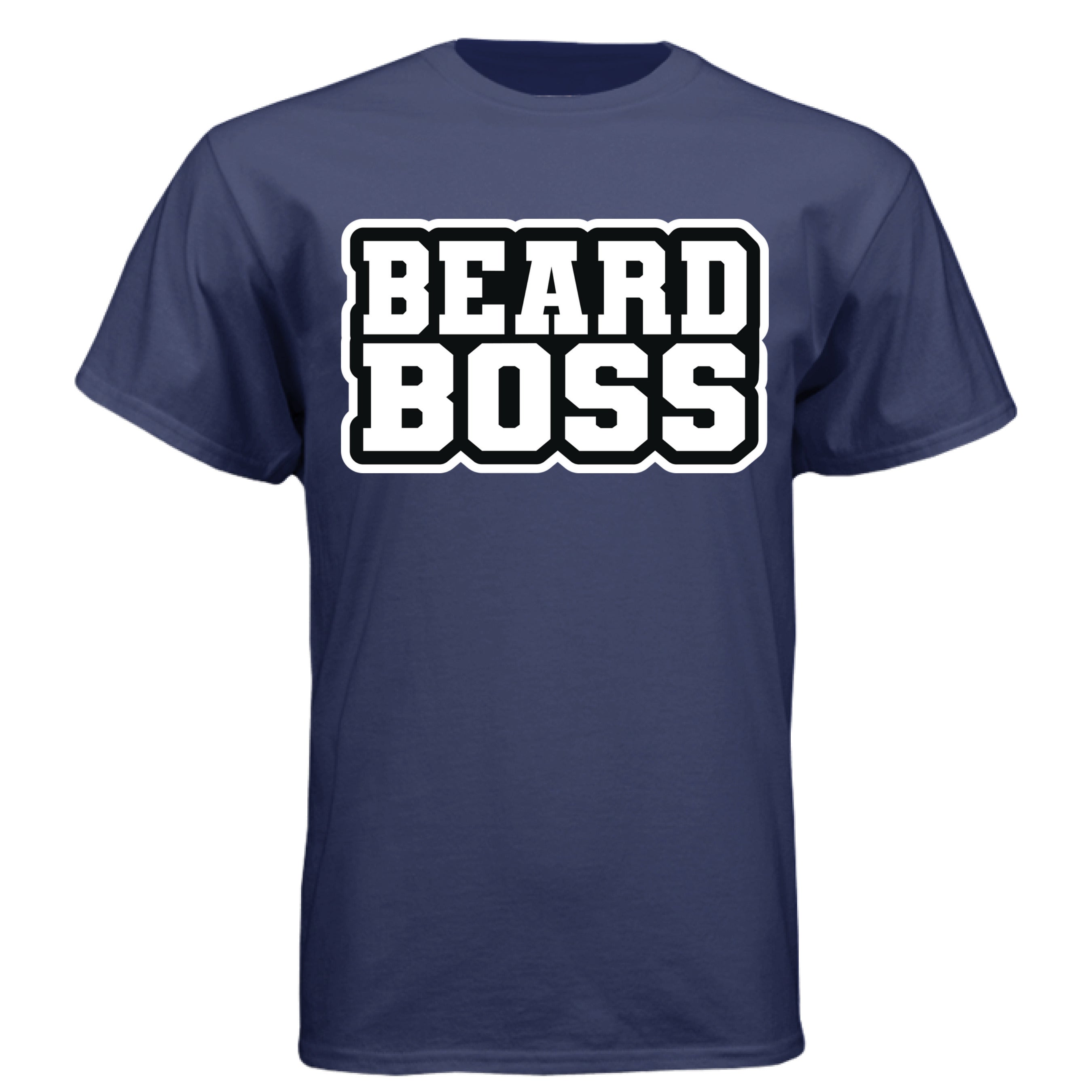 Beard Boss Tee Shirt Graphic Design for Confident Style NAVY - FRONT