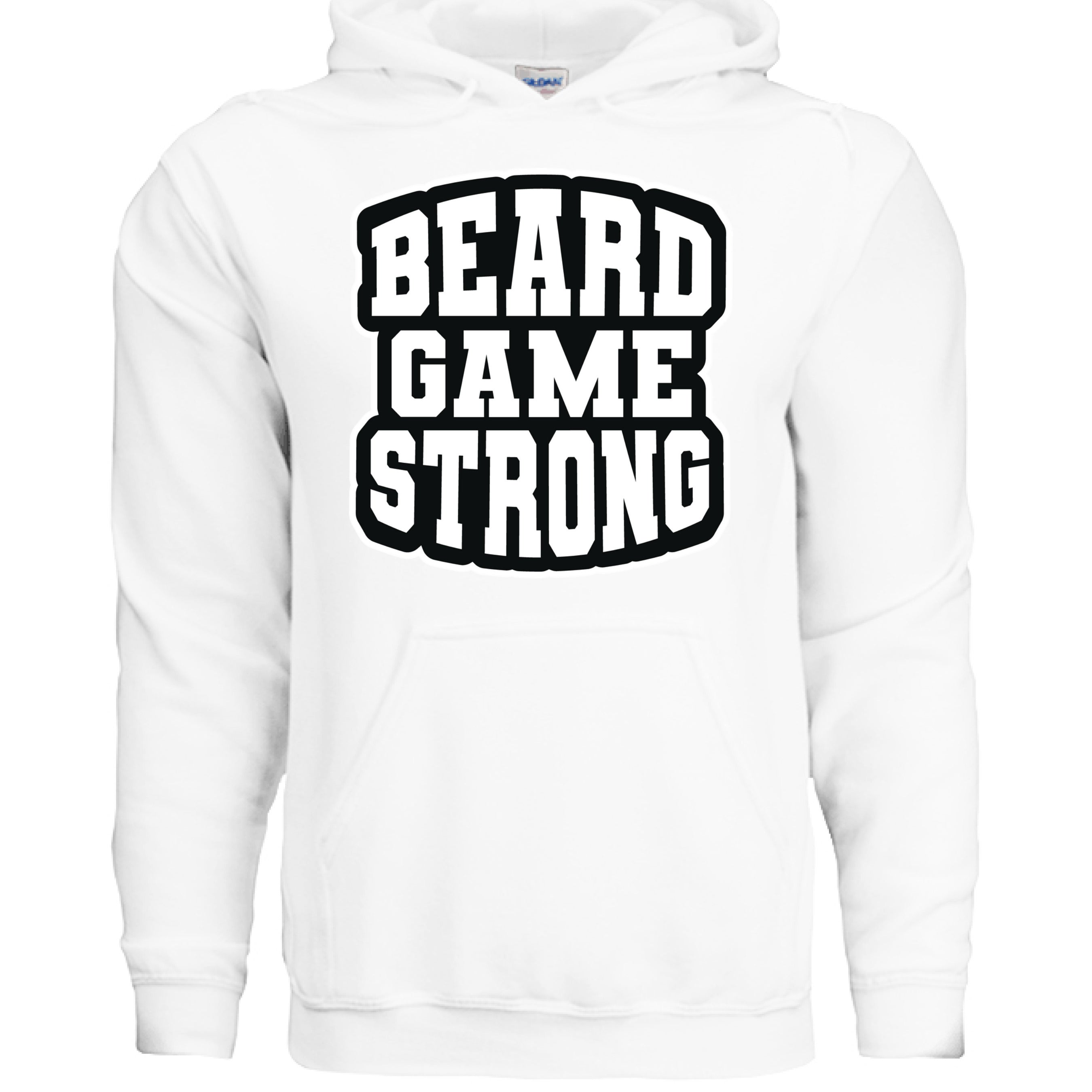 Beard Game Strong Hoodie Confident Style Statement for Bearded Enthusiasts WHITE - FRONT