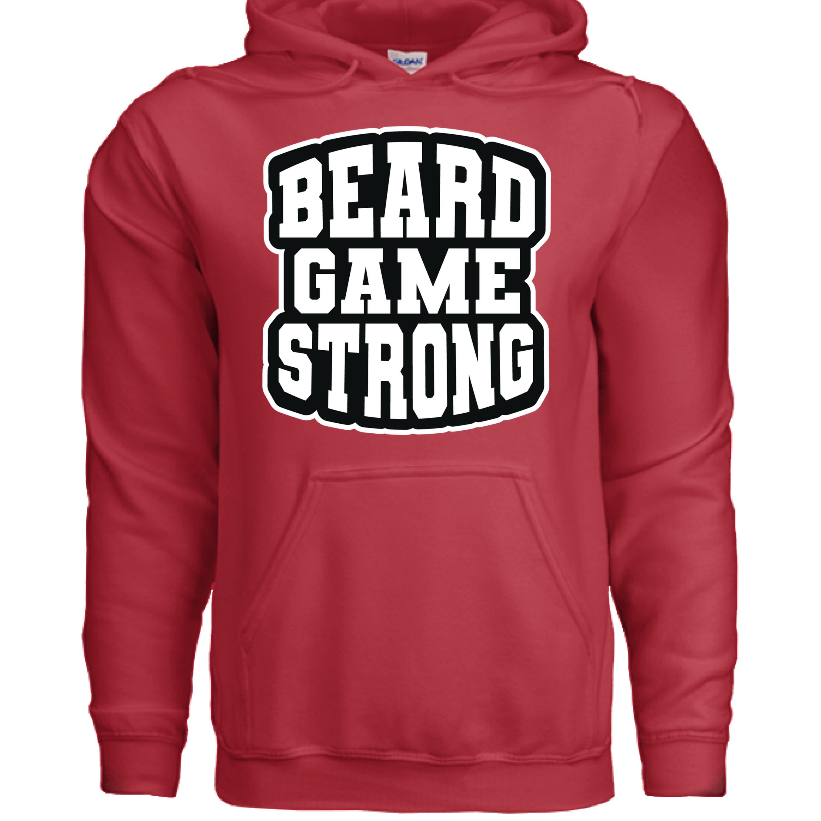 Beard Game Strong Hoodie Confident Style Statement for Bearded Enthusiasts RED - FRONT