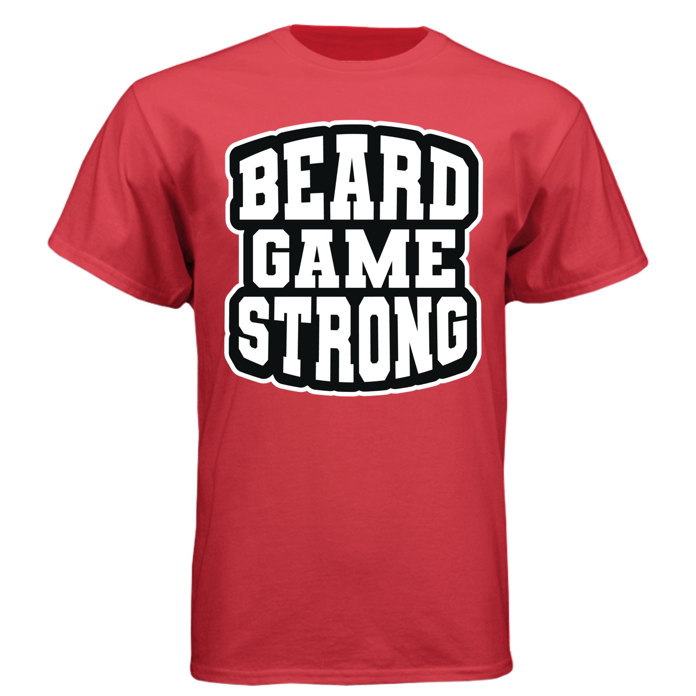 Beard Game Strong Tee Shirt Confident Style Statement for Bearded Enthusiasts DEEP RED - FRONT