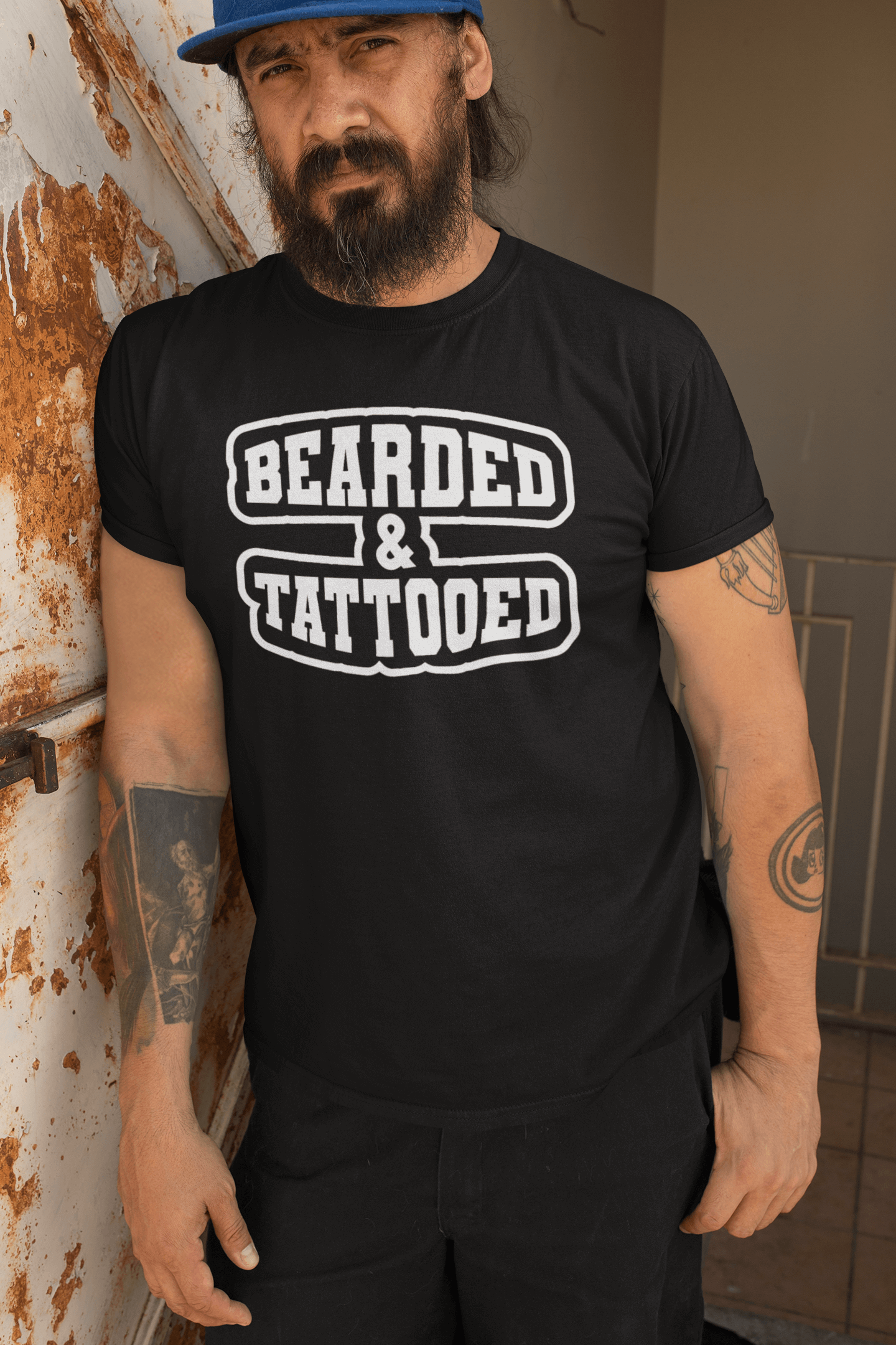 Bearded And Tattooed Hanes Tee Shirt For Guys With Beards