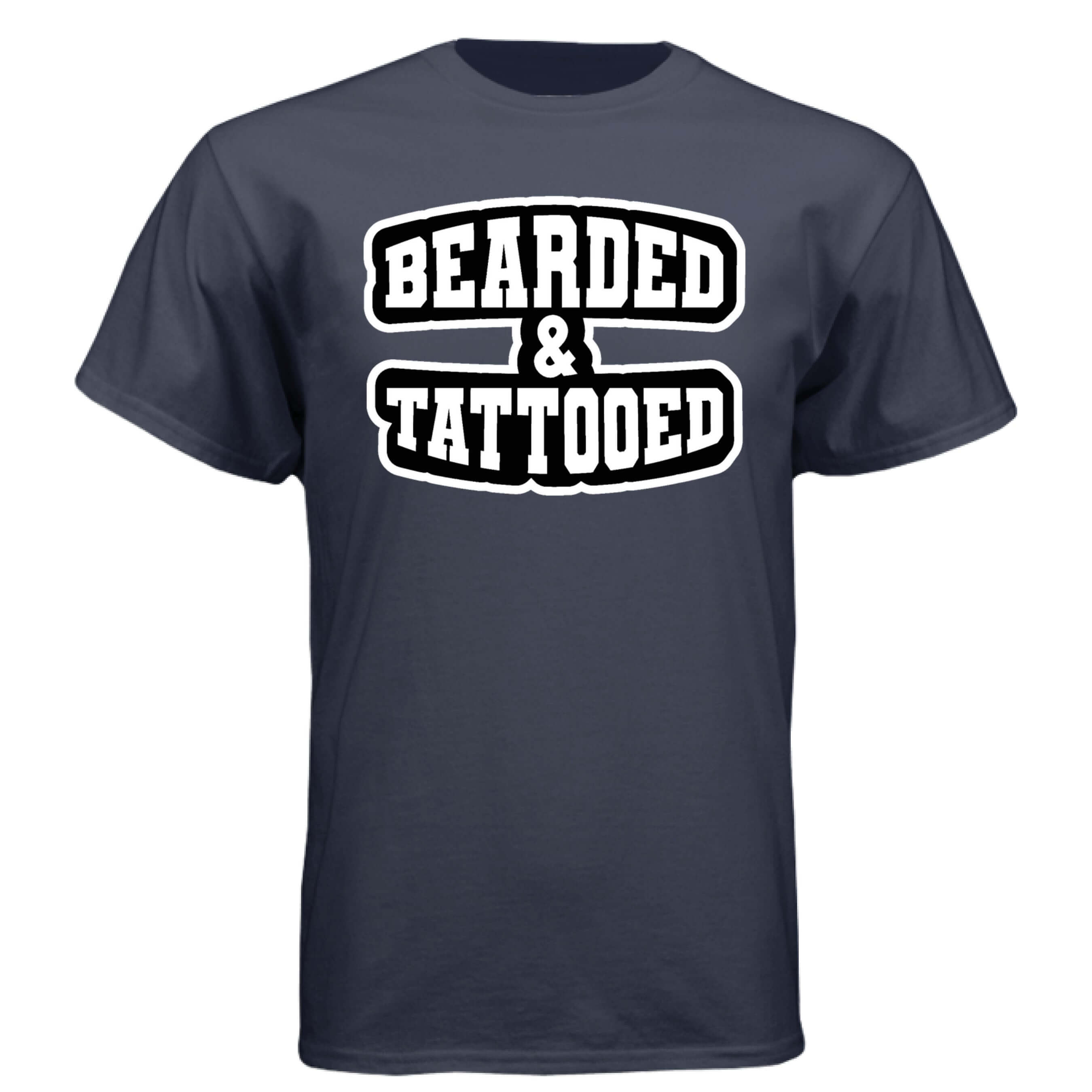 Bearded And Tattooed Hanes Tee Shirt For Guys With Beards Athletic Navy - FRONT