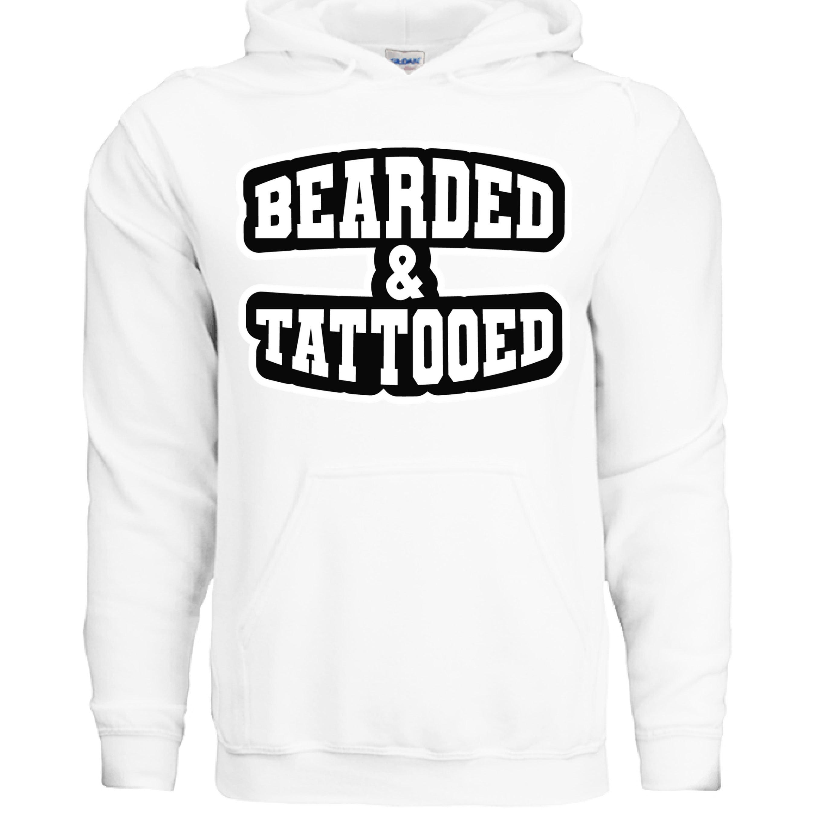 Bearded And Tattooed Hoodie For Guys With Beards WHITE - FRONT