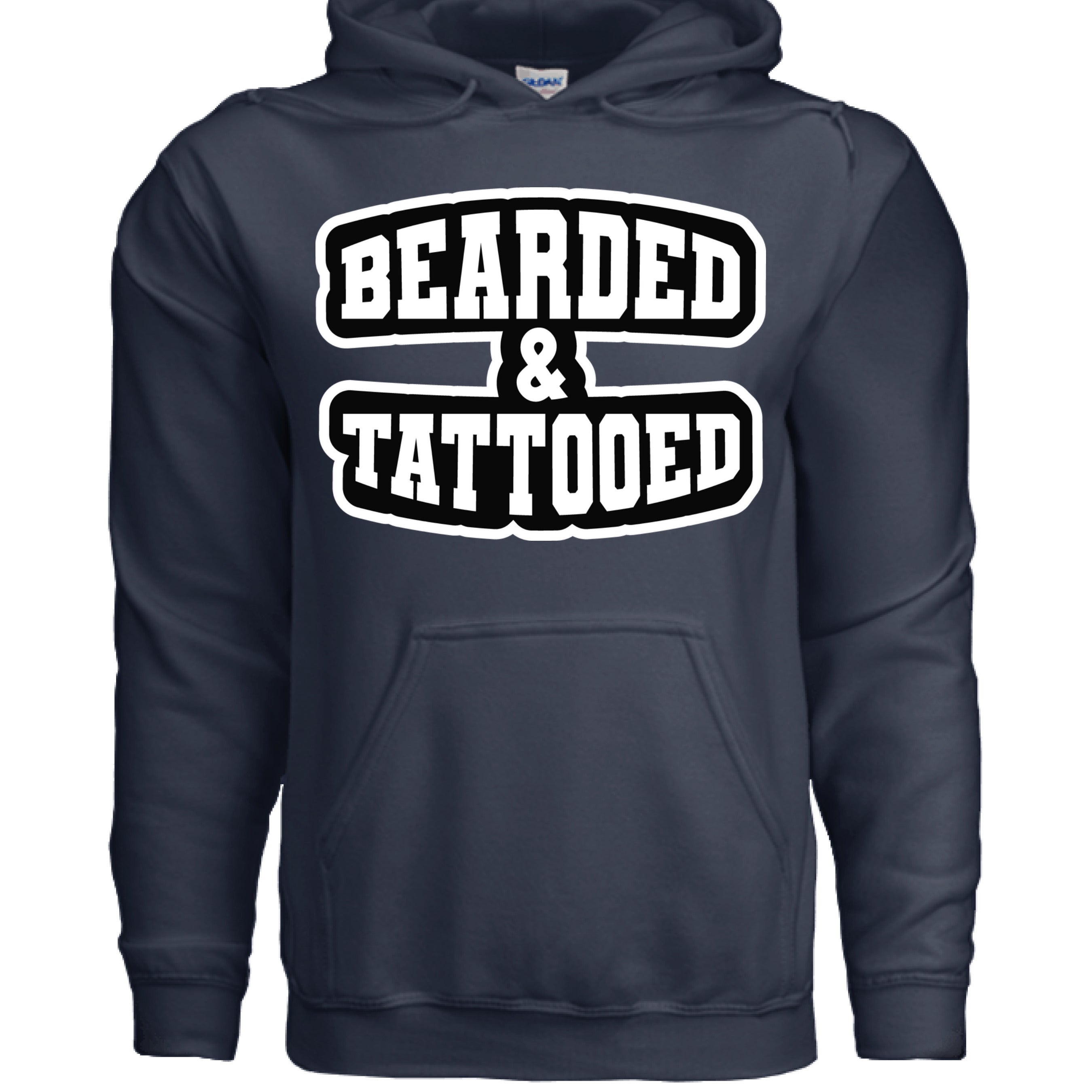 Bearded And Tattooed Hoodie For Guys With Beards NAVY - FRONT