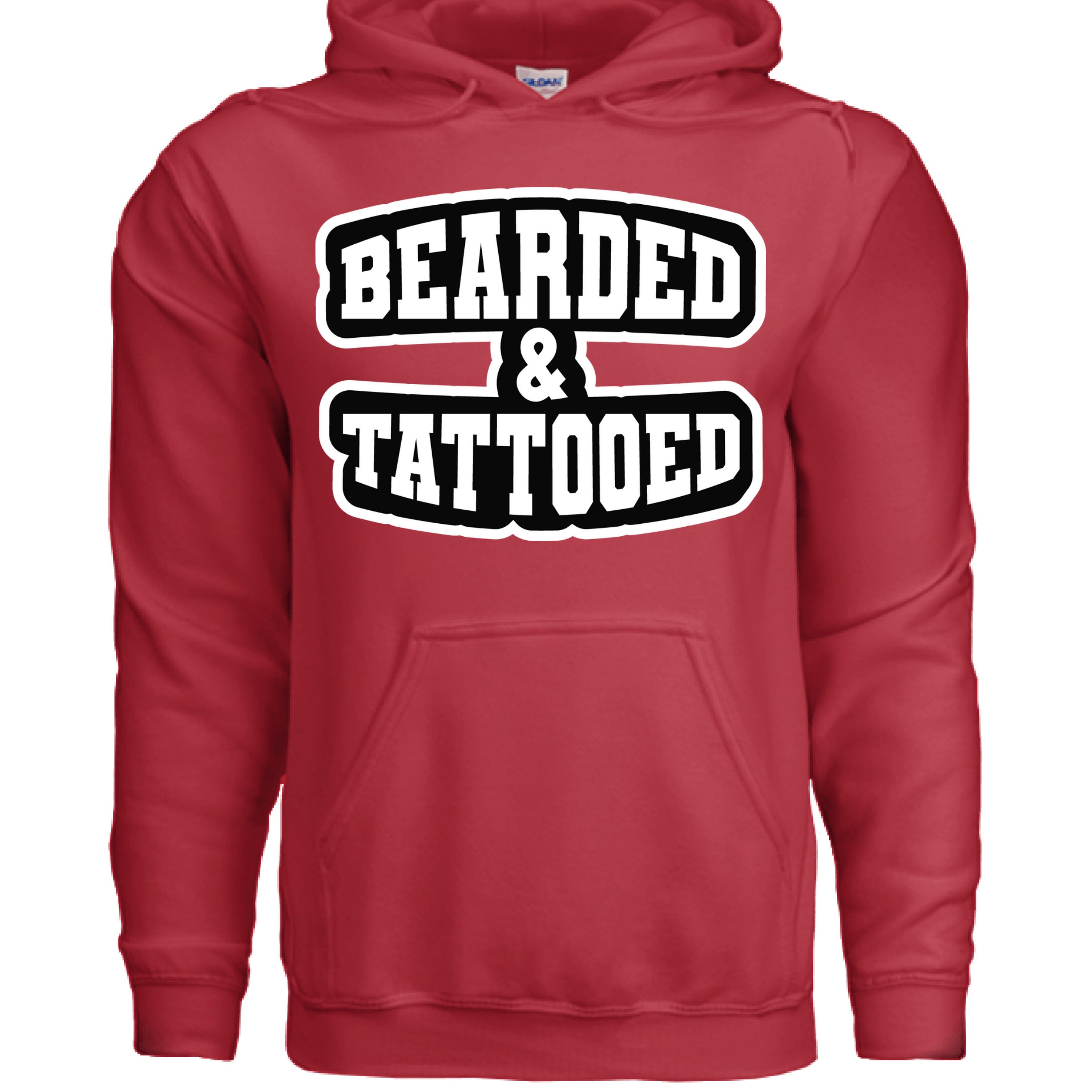 Bearded And Tattooed Hoodie For Guys With Beards RED - FRONT