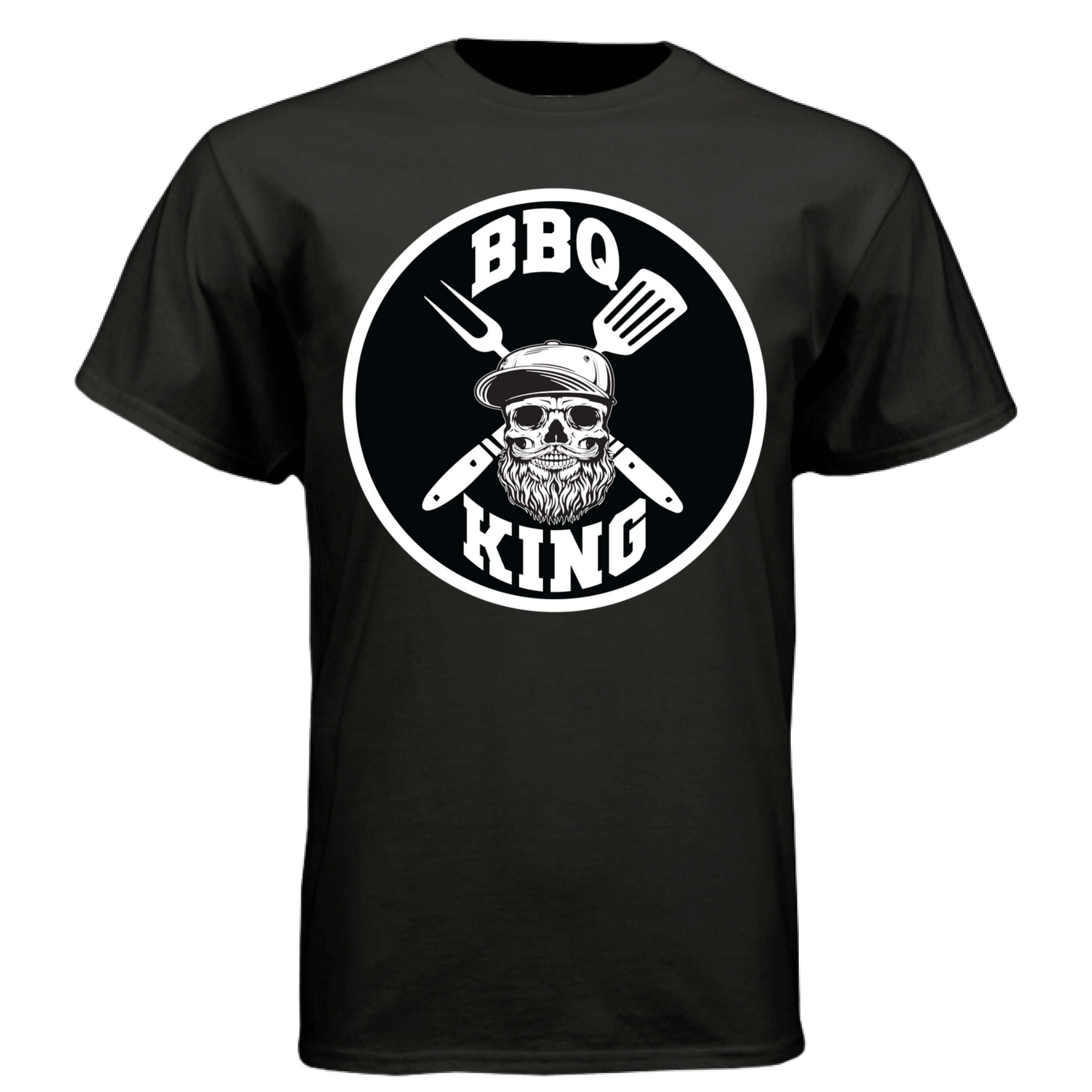 Bearded BBQ King Tee Shirt Great For Cooks With Beards BLACK - FRONT