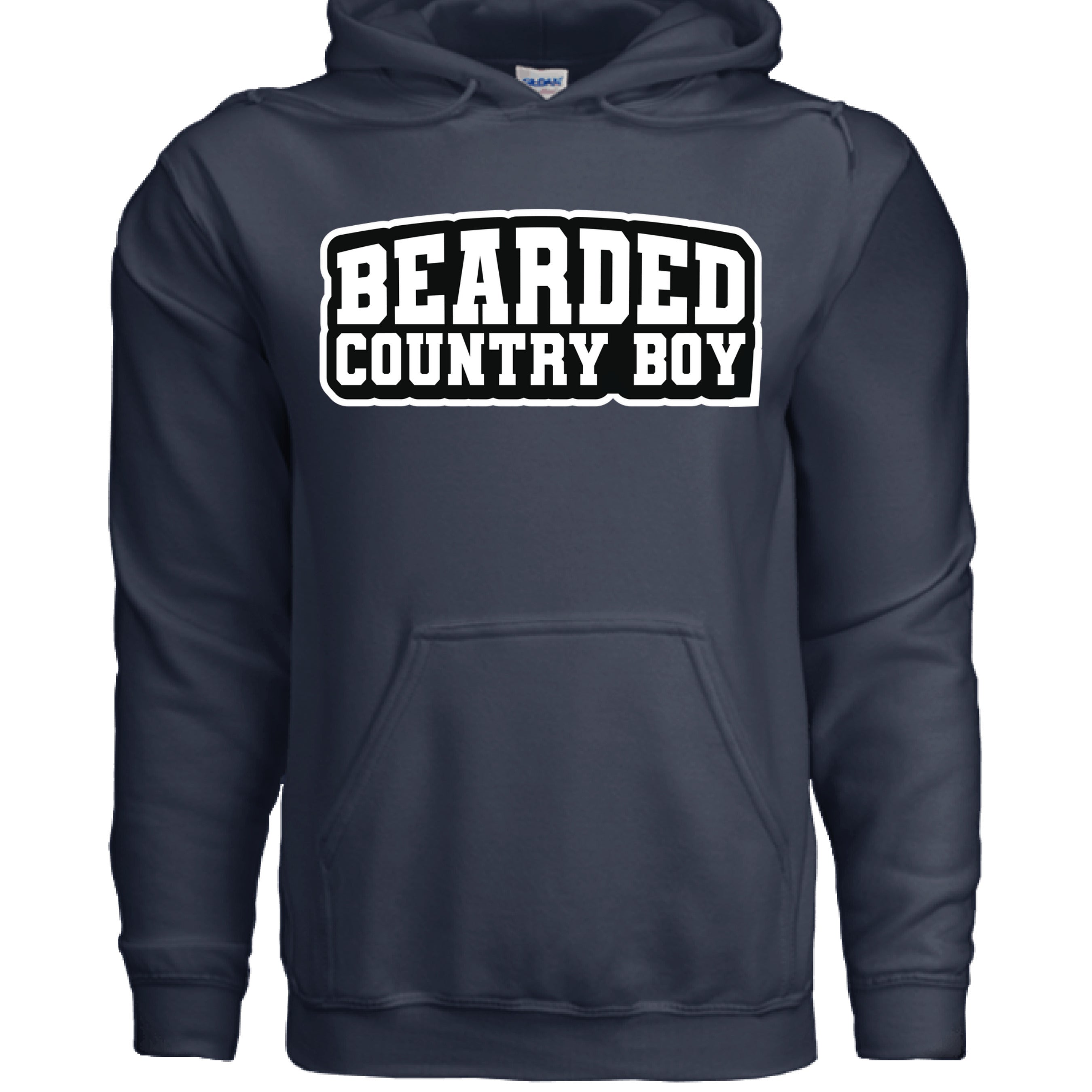 Bearded Country Boy Hoodie Bold Rural Identity Graphic NAVY - FRONT