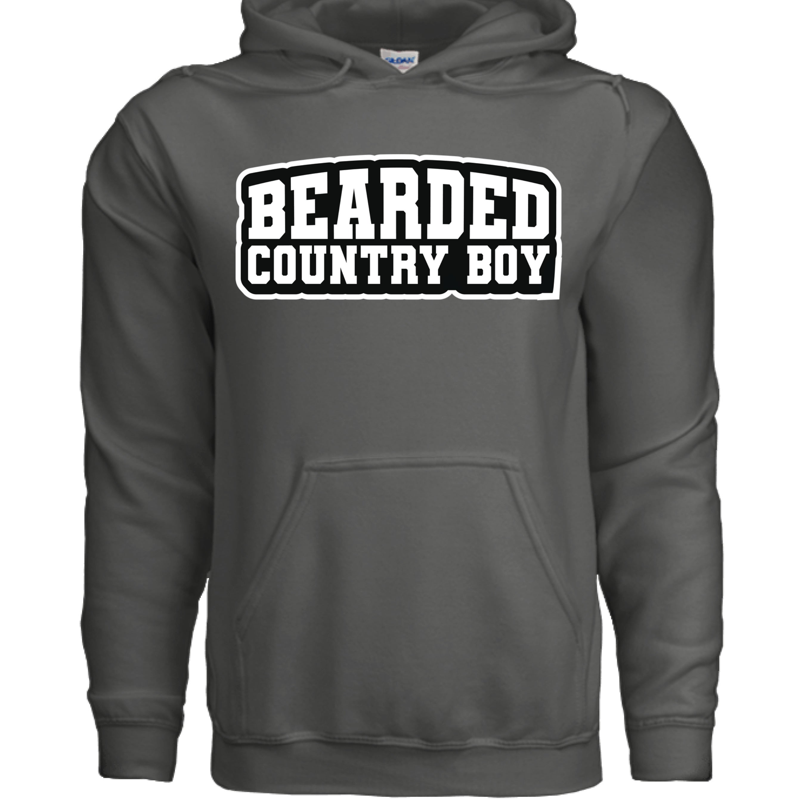 Bearded Country Boy Hoodie Bold Rural Identity Graphic CHARCOAL - FRONT