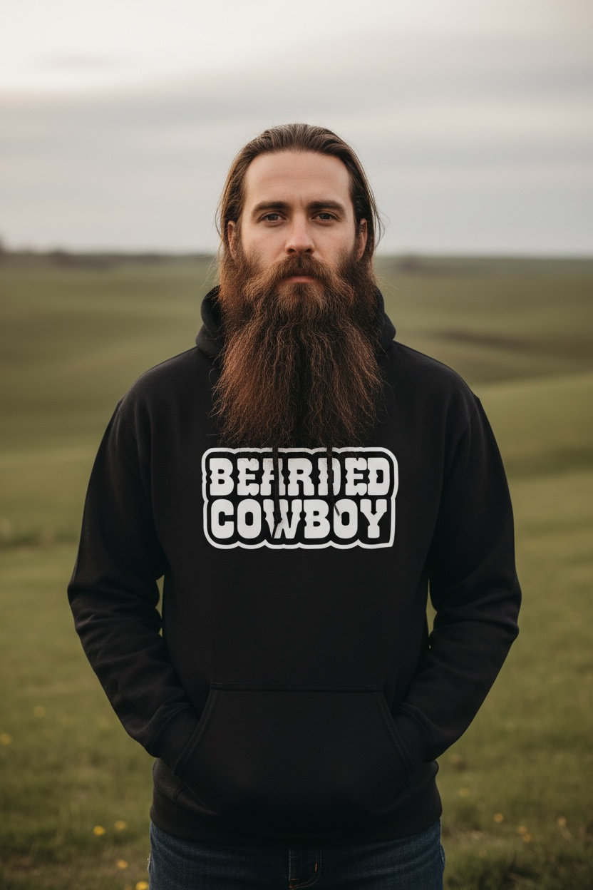 Bearded Cowboy Hoodie Bold Western Style Beard Design