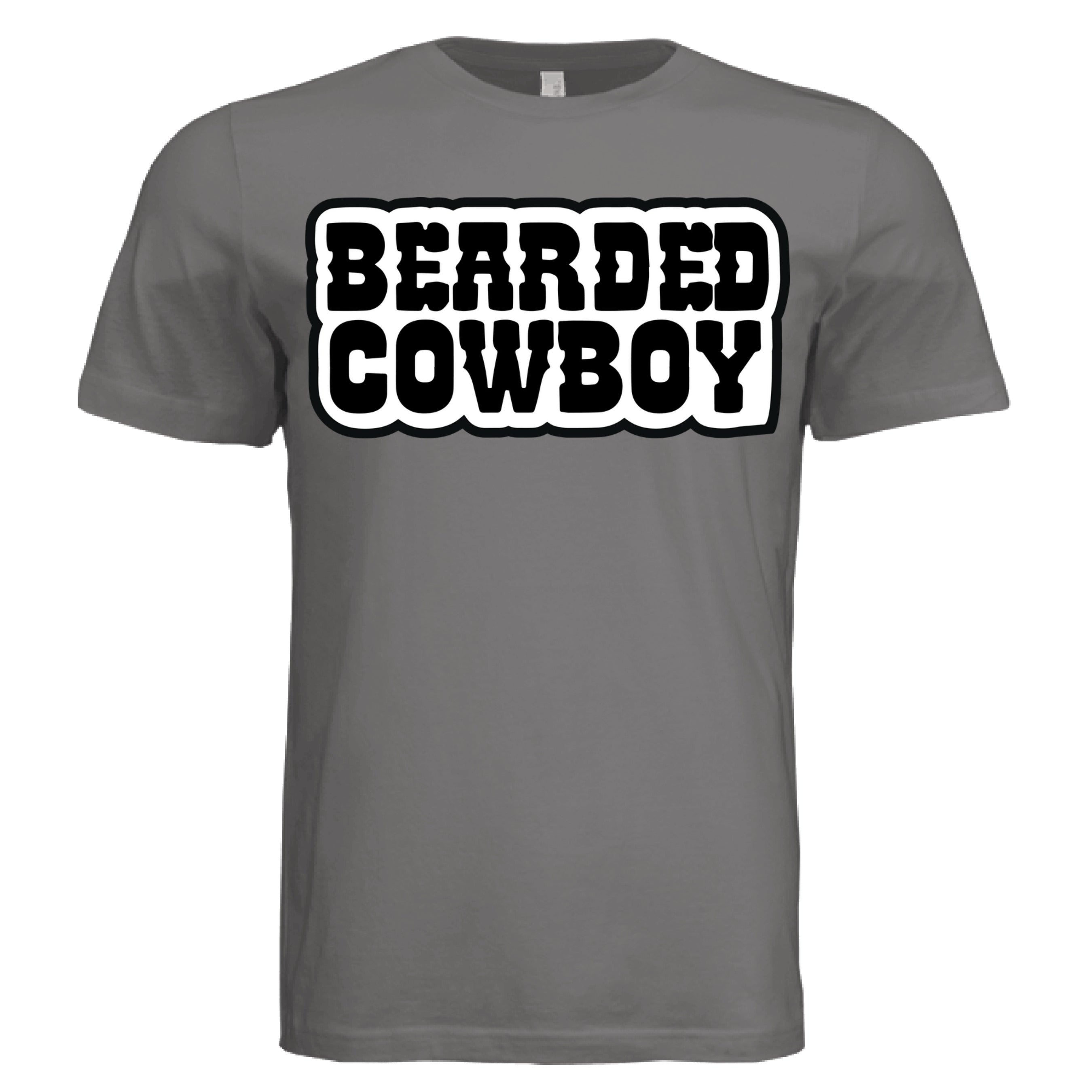 Bearded Cowboy Tee Shirt Bold Western Style Typography Beard Design DARK GREY - FRONT