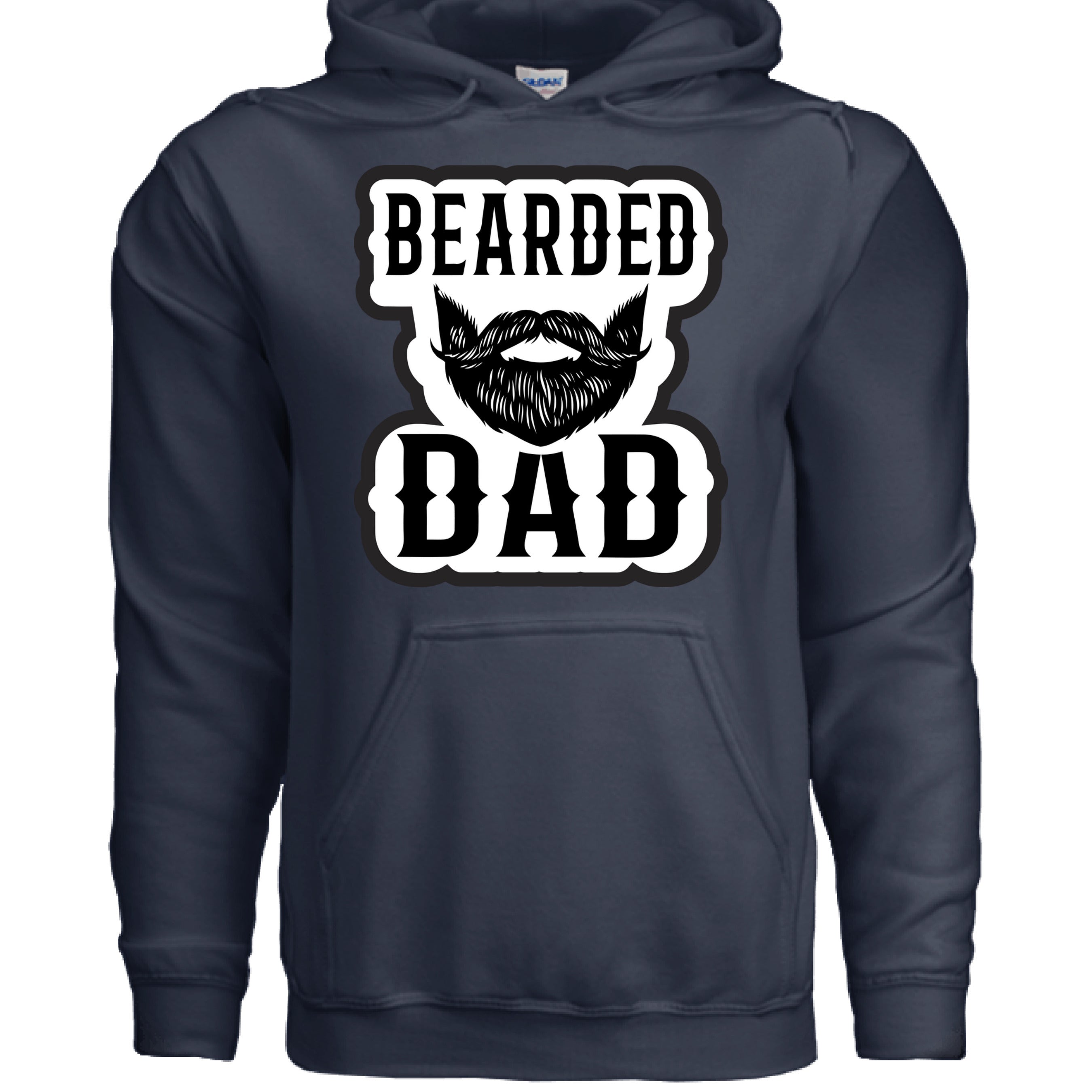 Bearded Dad Graphic Tribute to Beard Fatherhood Identity Hoodie NAVY - FRONT