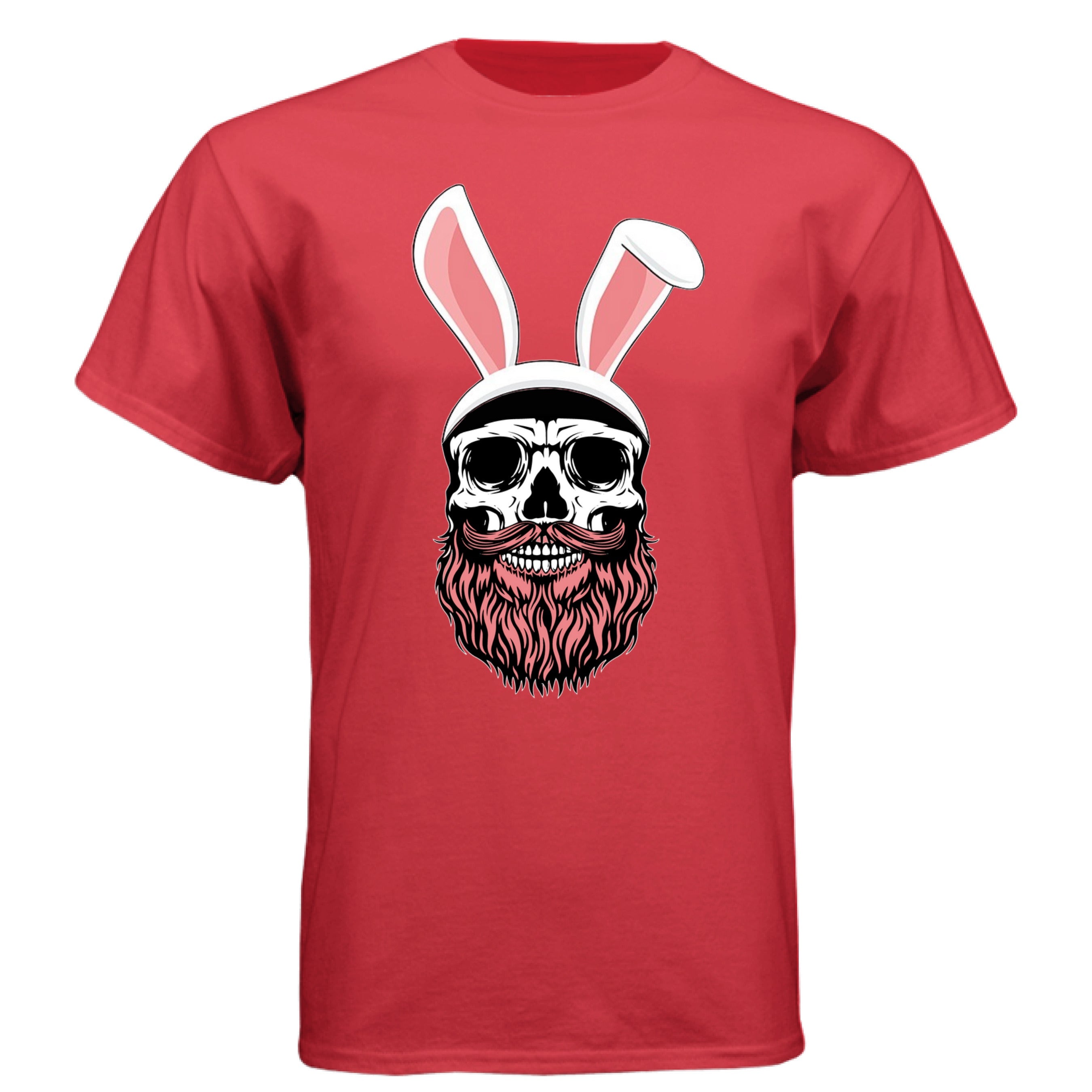 Bearded Easter Bunny Funny Tee Shirt For Guys With Beards DEEP RED - FRONT