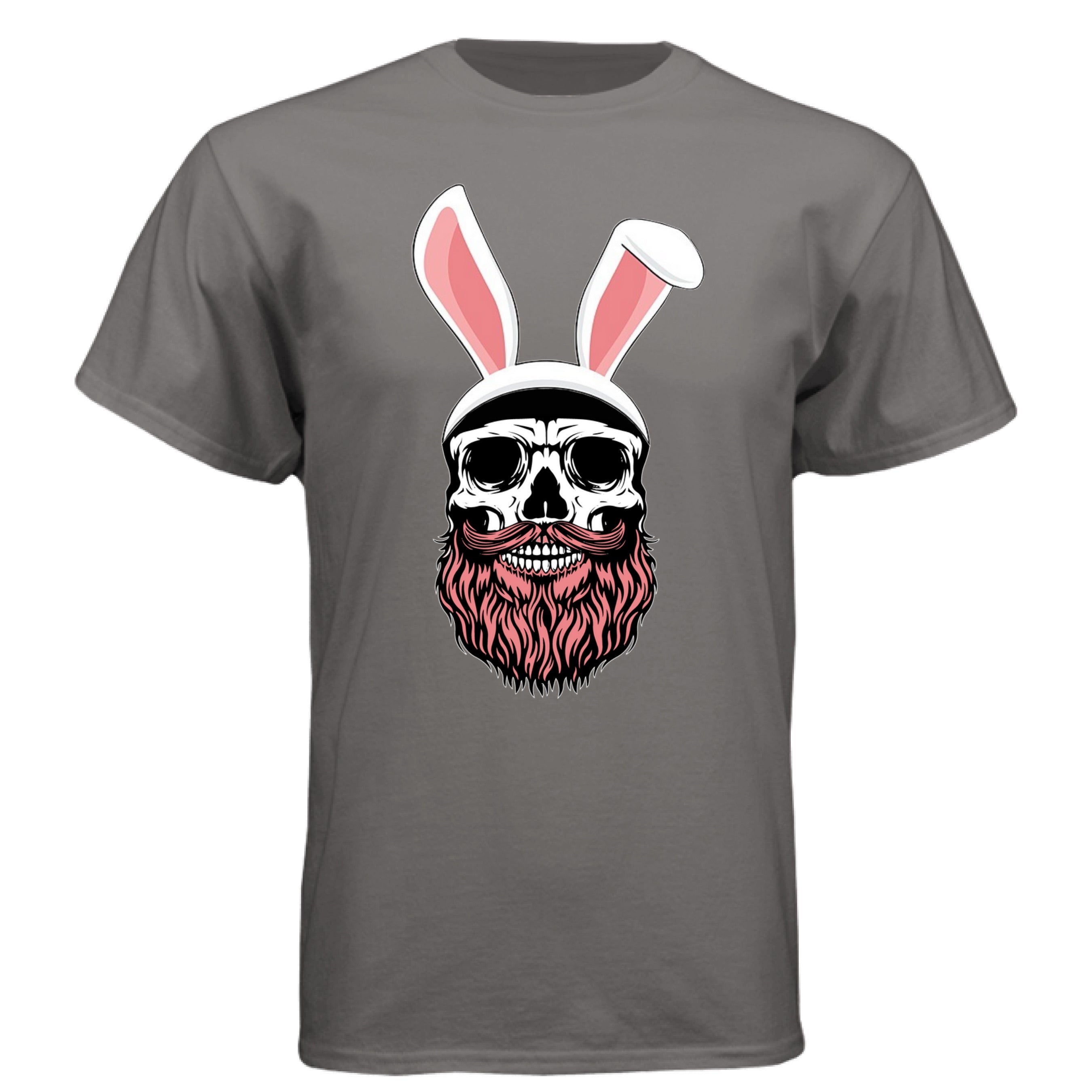 Bearded Easter Bunny Funny Tee Shirt For Guys With Beards Oxford Grey - FRONT