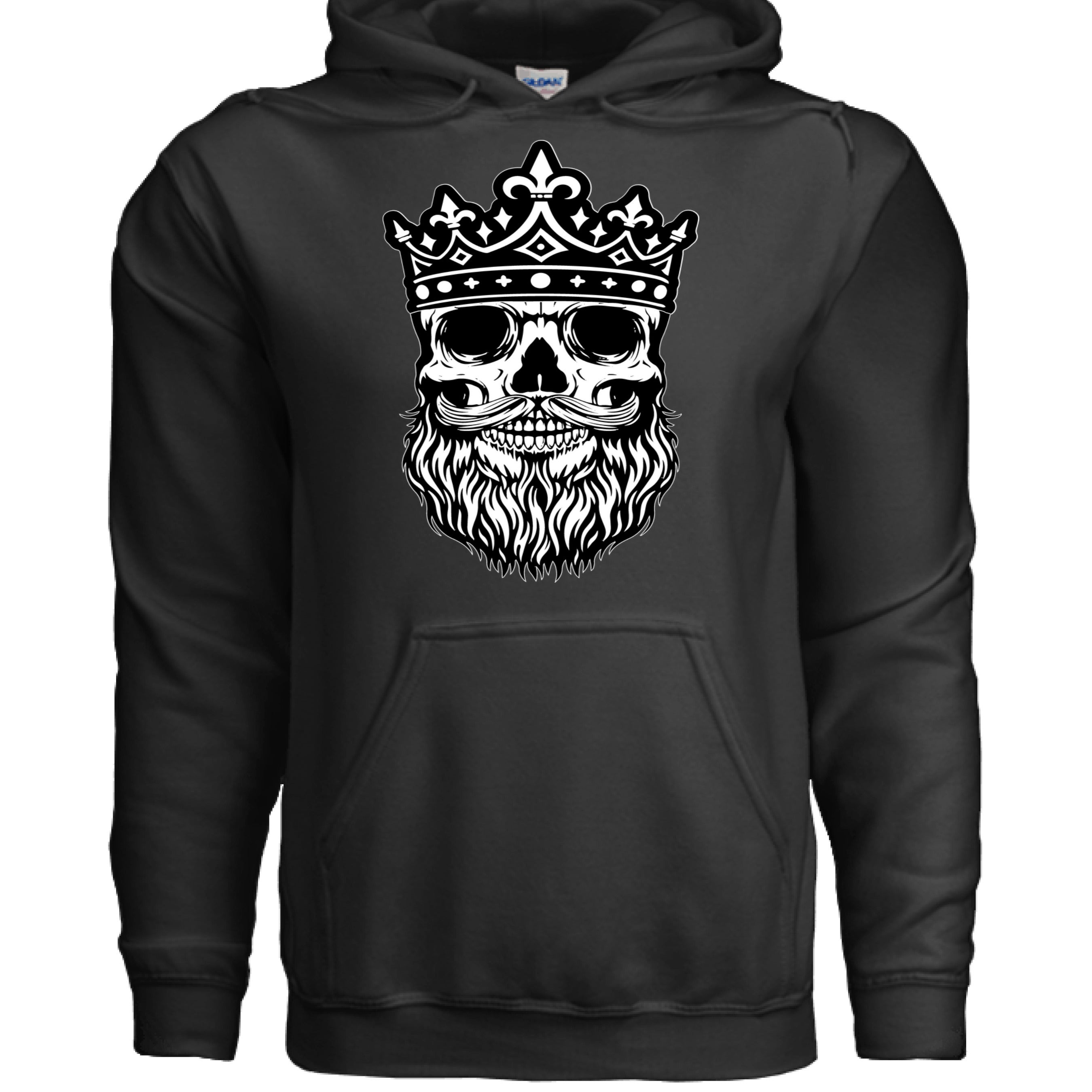 Bearded King Skull Hoodie BLACK - FRONT