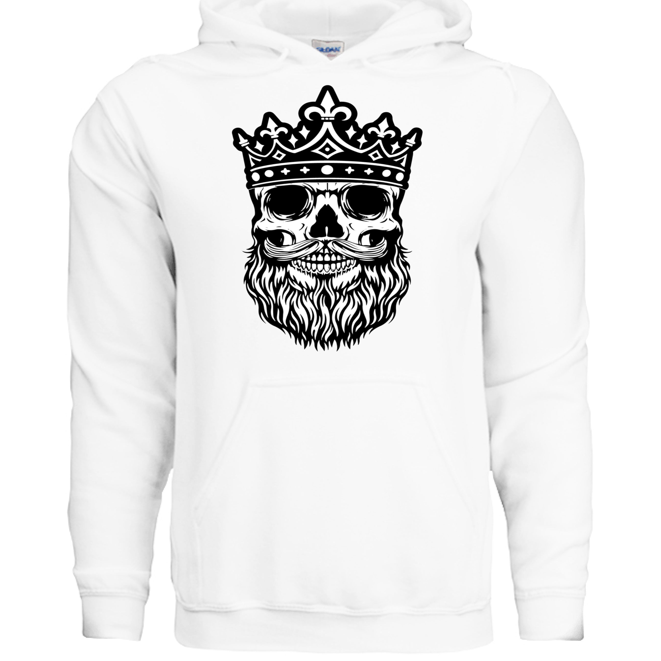 Bearded King Skull Hoodie WHITE - FRONT