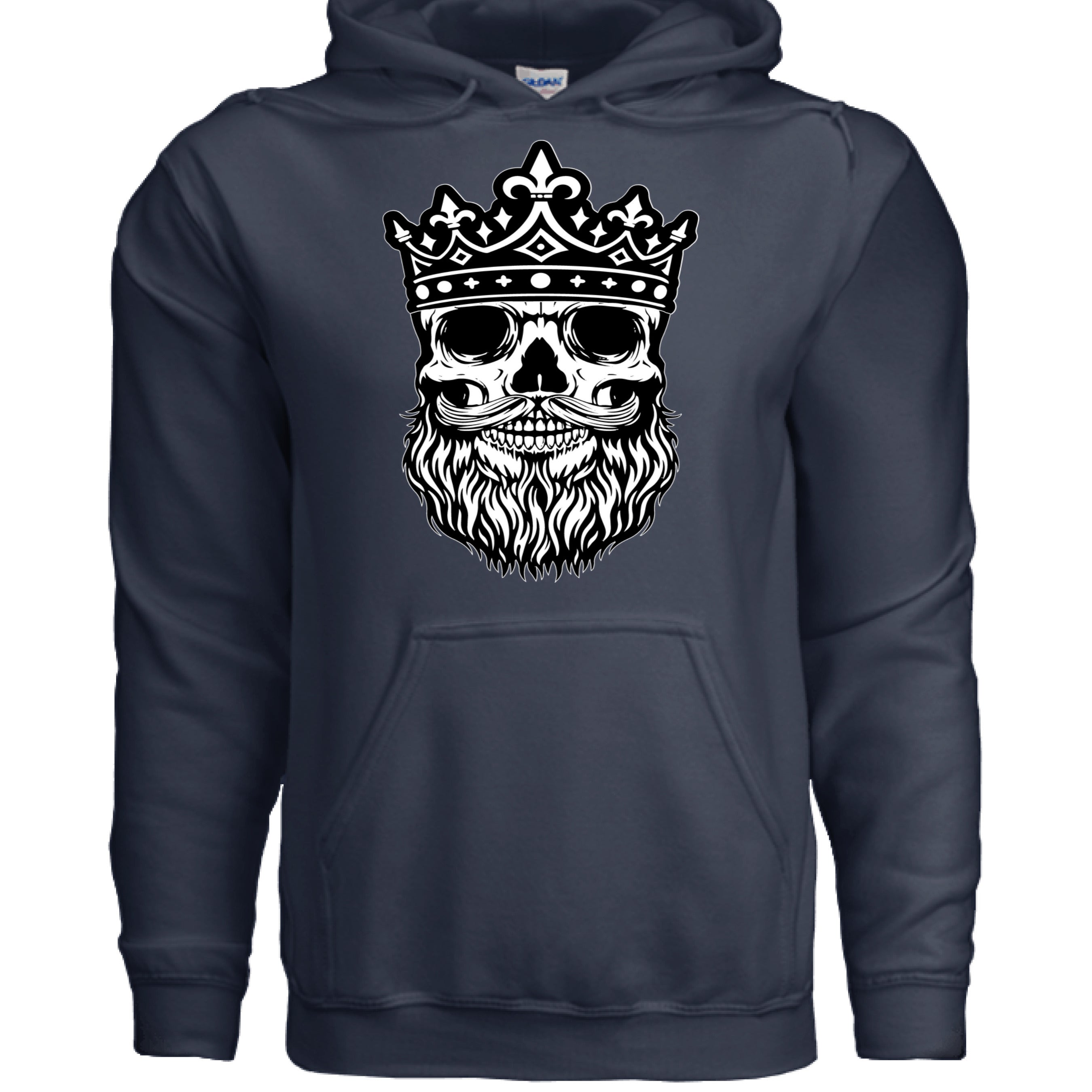Bearded King Skull Hoodie NAVY - FRONT