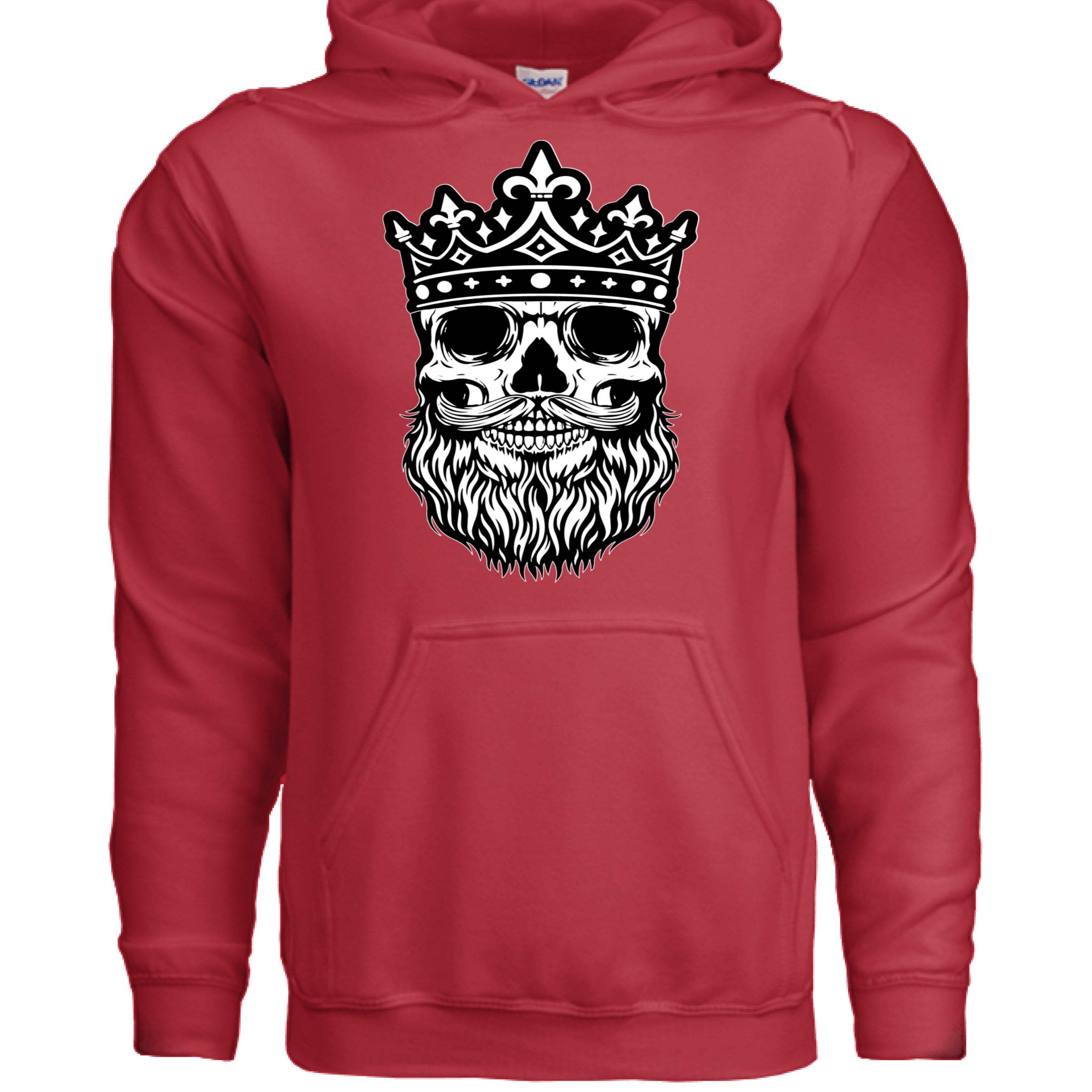 Bearded King Skull Hoodie RED - FRONT