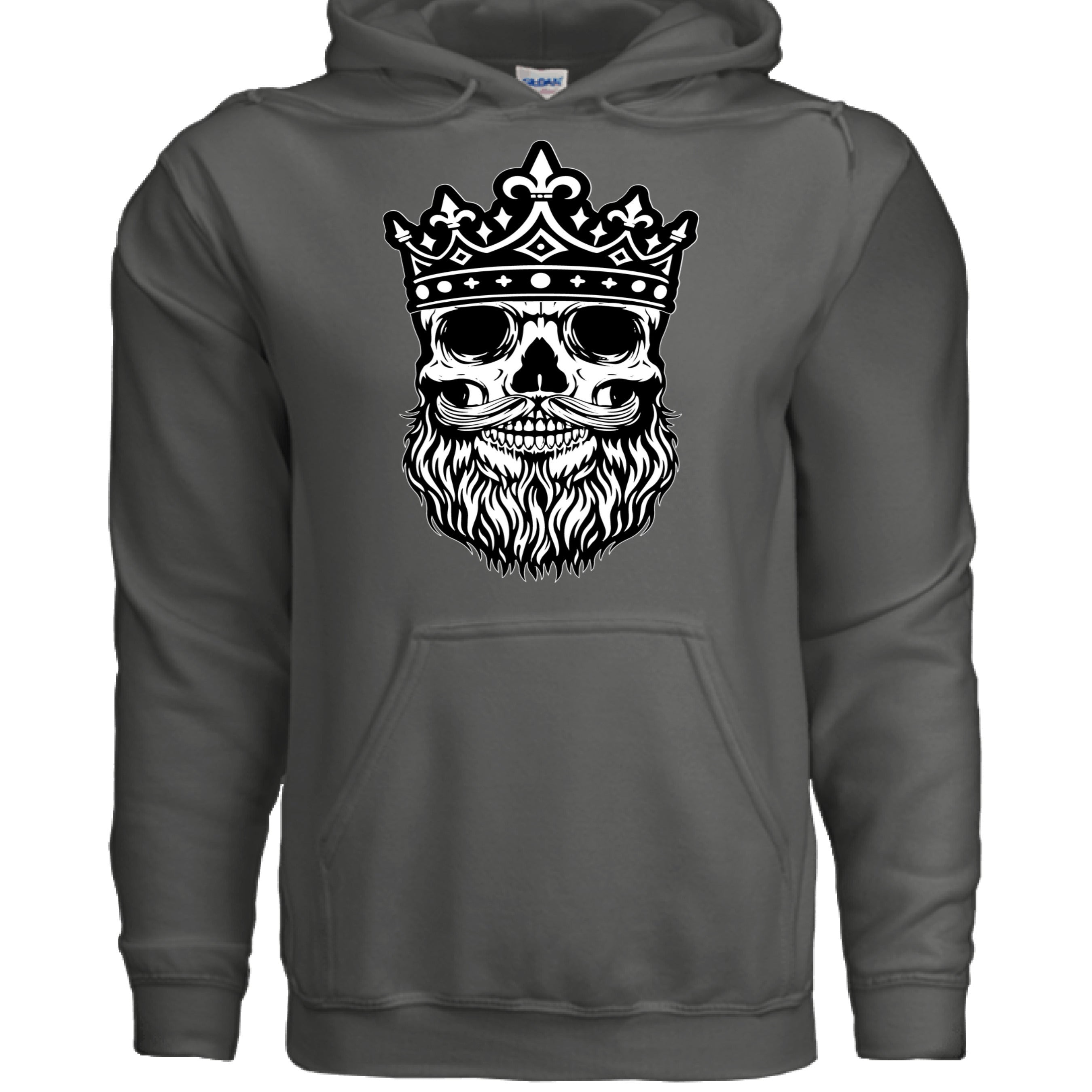 Bearded King Skull Hoodie CHARCOAL - FRONT