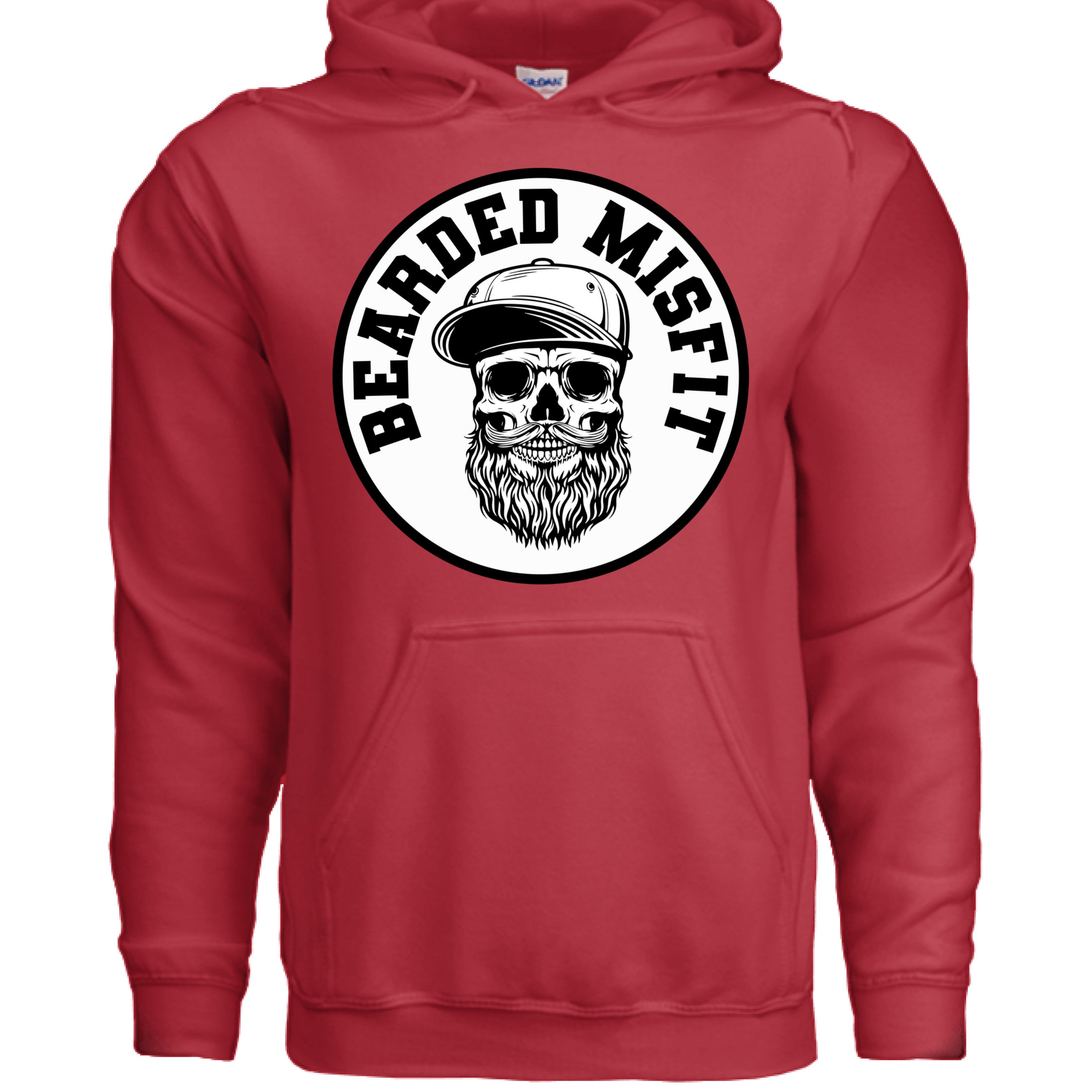 Bearded Misfit Skull Hoodie Bearded Misfit Bearded Skull Hoodies RED - FRONT