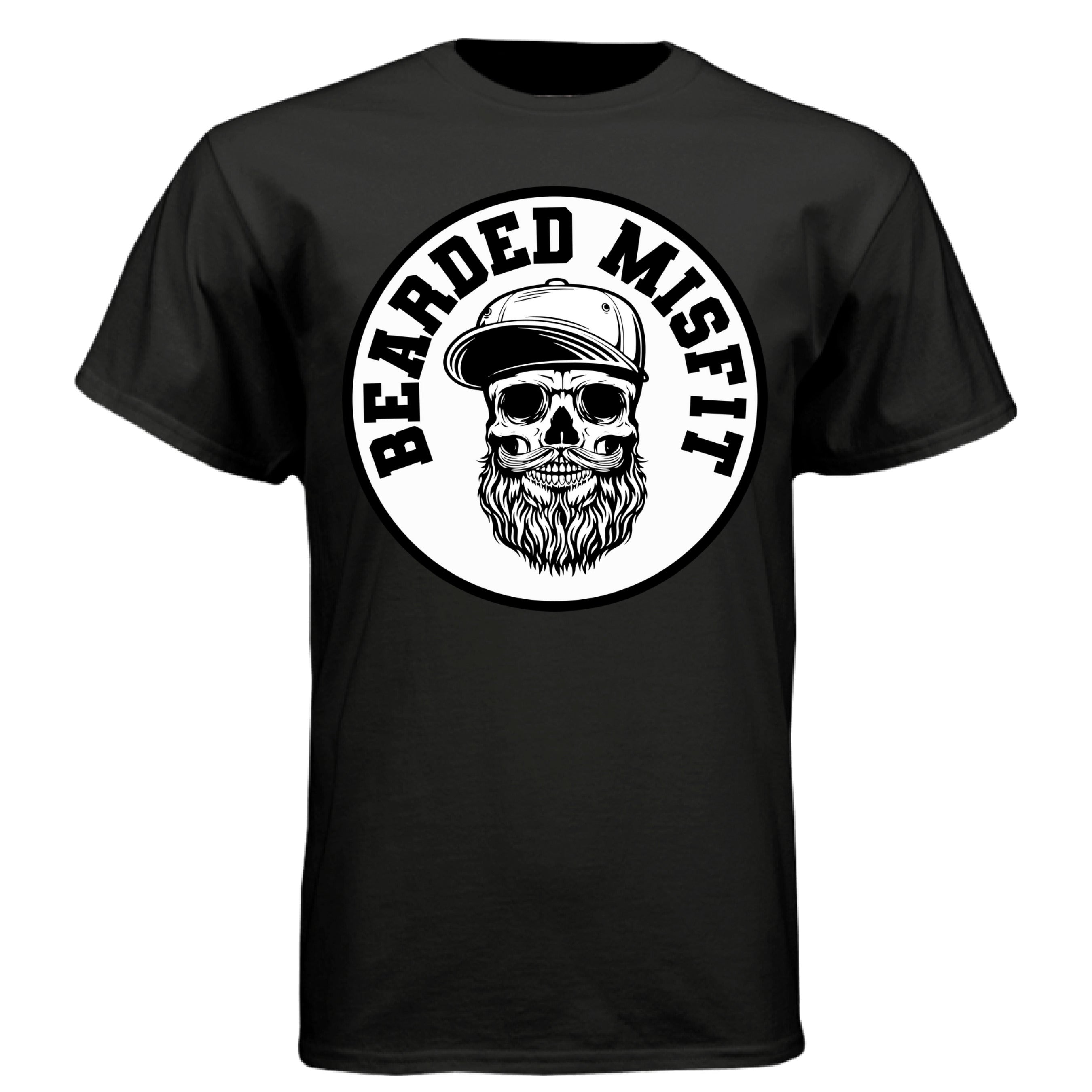 Bearded Misfit Skull Tee Shirt Bearded Misfit Bearded Skull Art Tee BLACK - FRONT