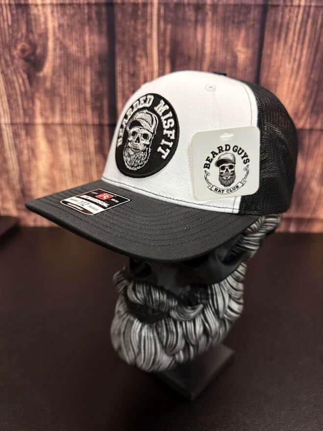 Bearded Misfit Skull Trucker Hat – Richardson 112 Adjustable Cap for Bearded Men
