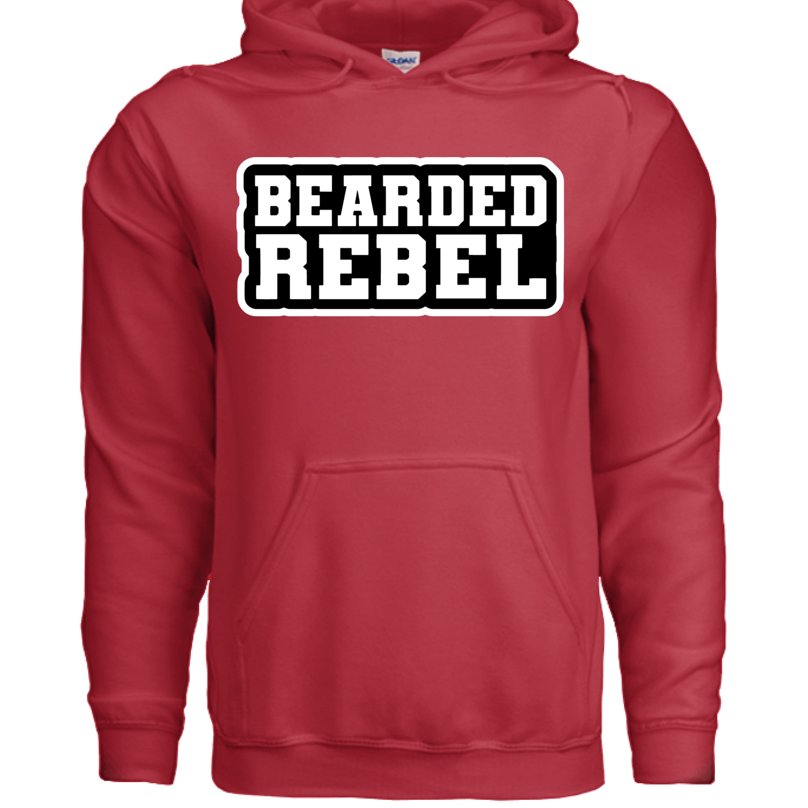 Bearded Rebel Hoodie for Confident and Independent Style RED - FRONT