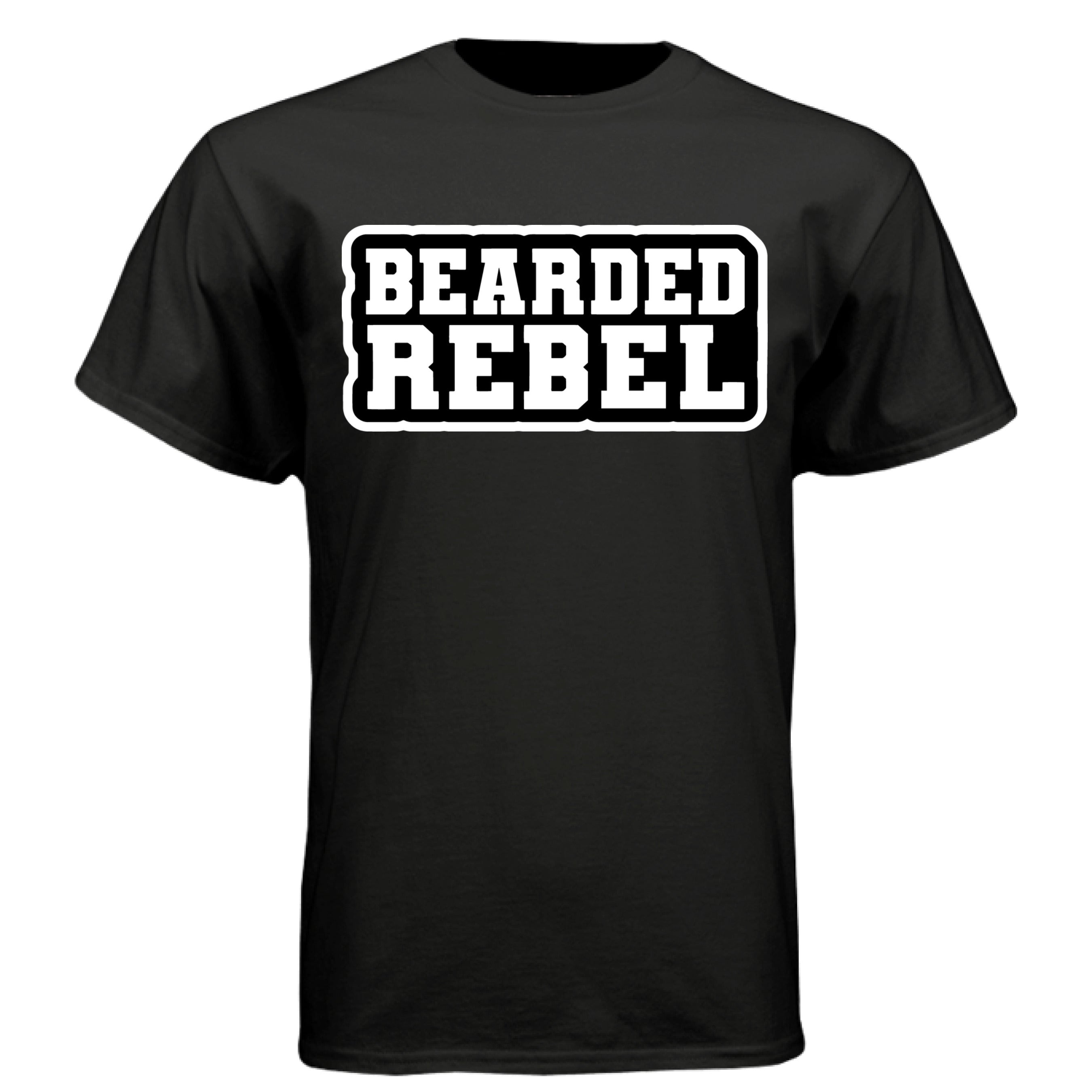 Bearded Rebel Tee Shirt – Bold Typography Design for Confident and Independent Style BLACK - FRONT