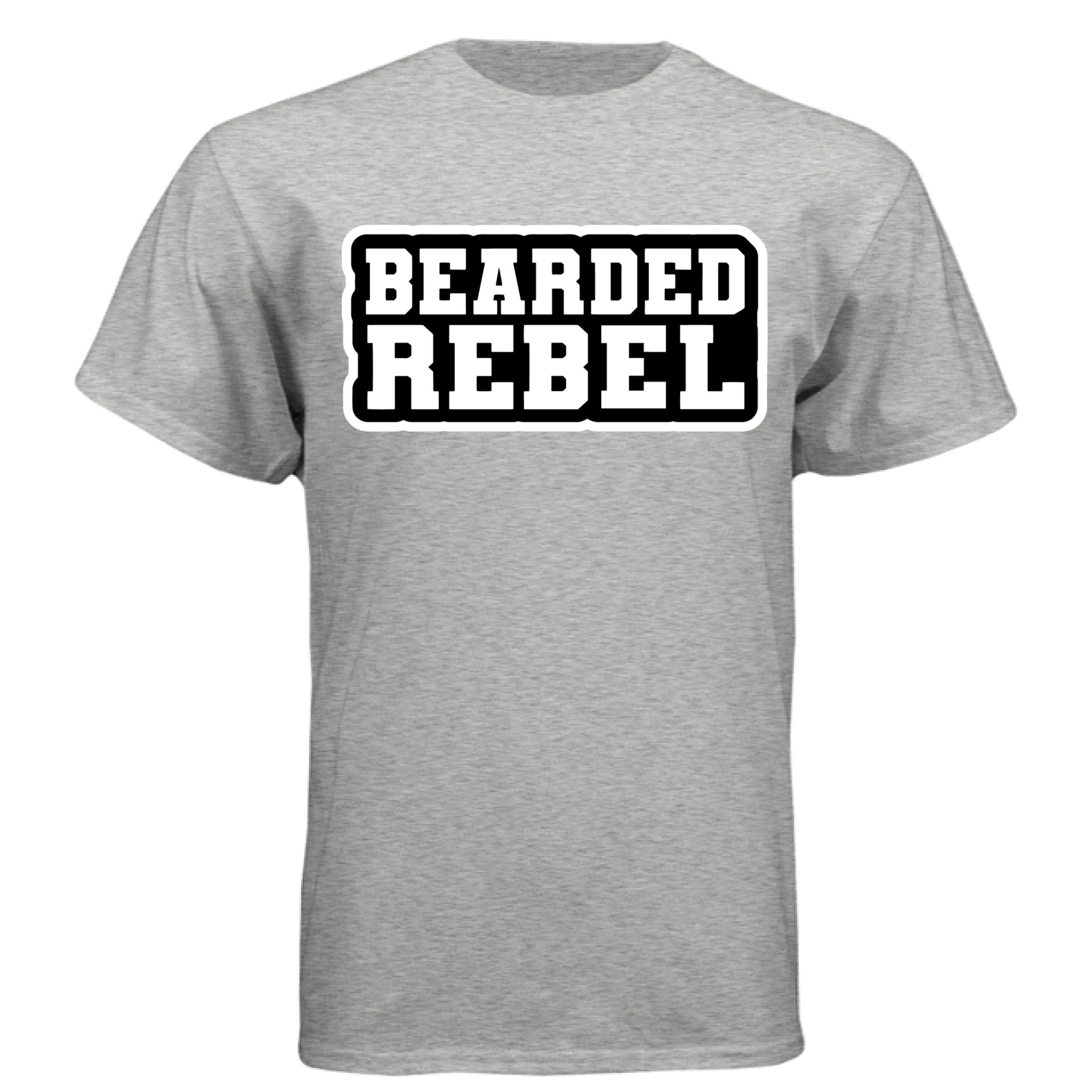 Bearded Rebel Tee Shirt – Bold Typography Design for Confident and Independent Style LIGHT STEEL - FRONT