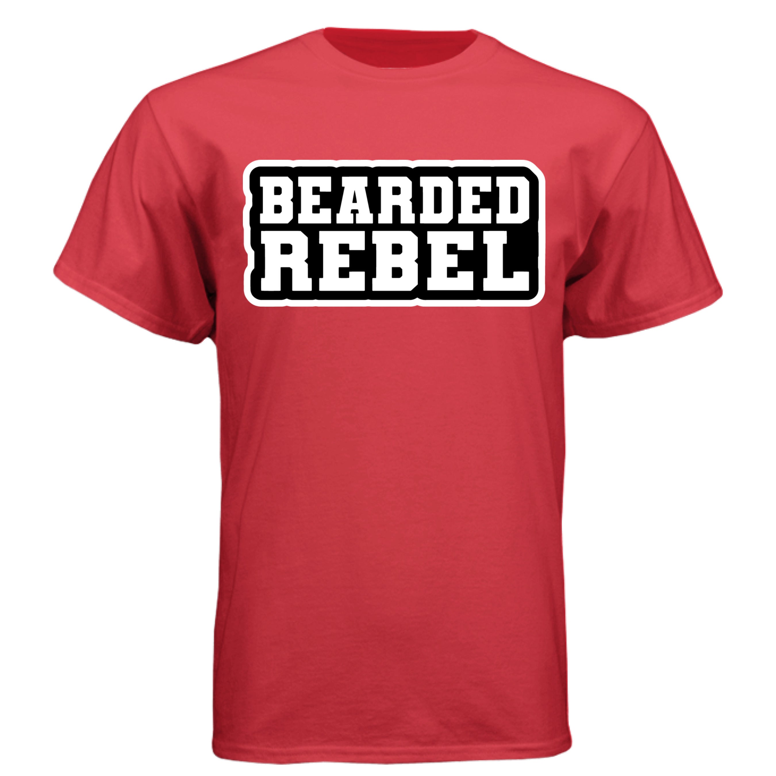 Bearded Rebel Tee Shirt – Bold Typography Design for Confident and Independent Style DEEP RED - FRONT