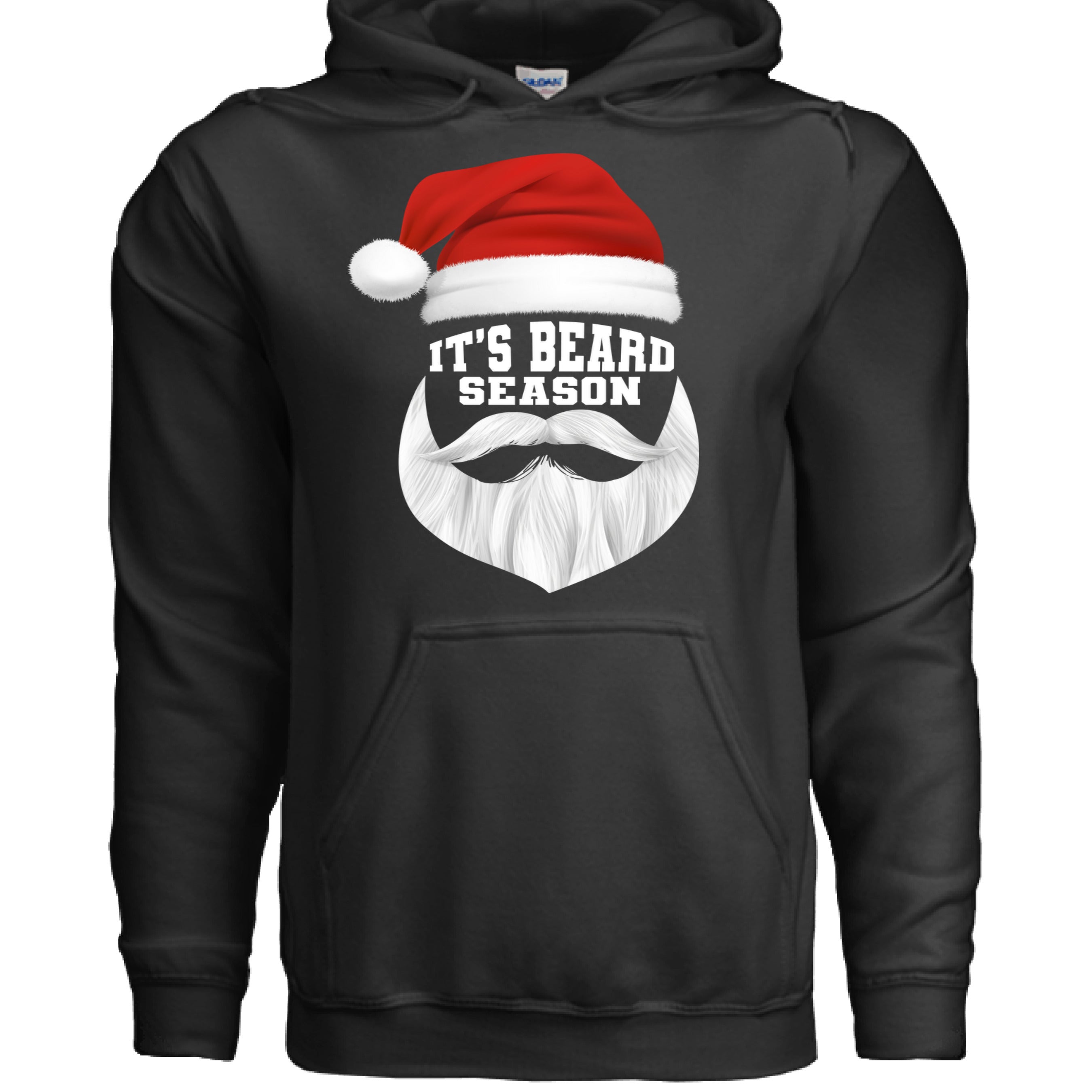Bearded Santa Holiday It's Beard Season Hoodie Funny Holiday BLACK - FRONT