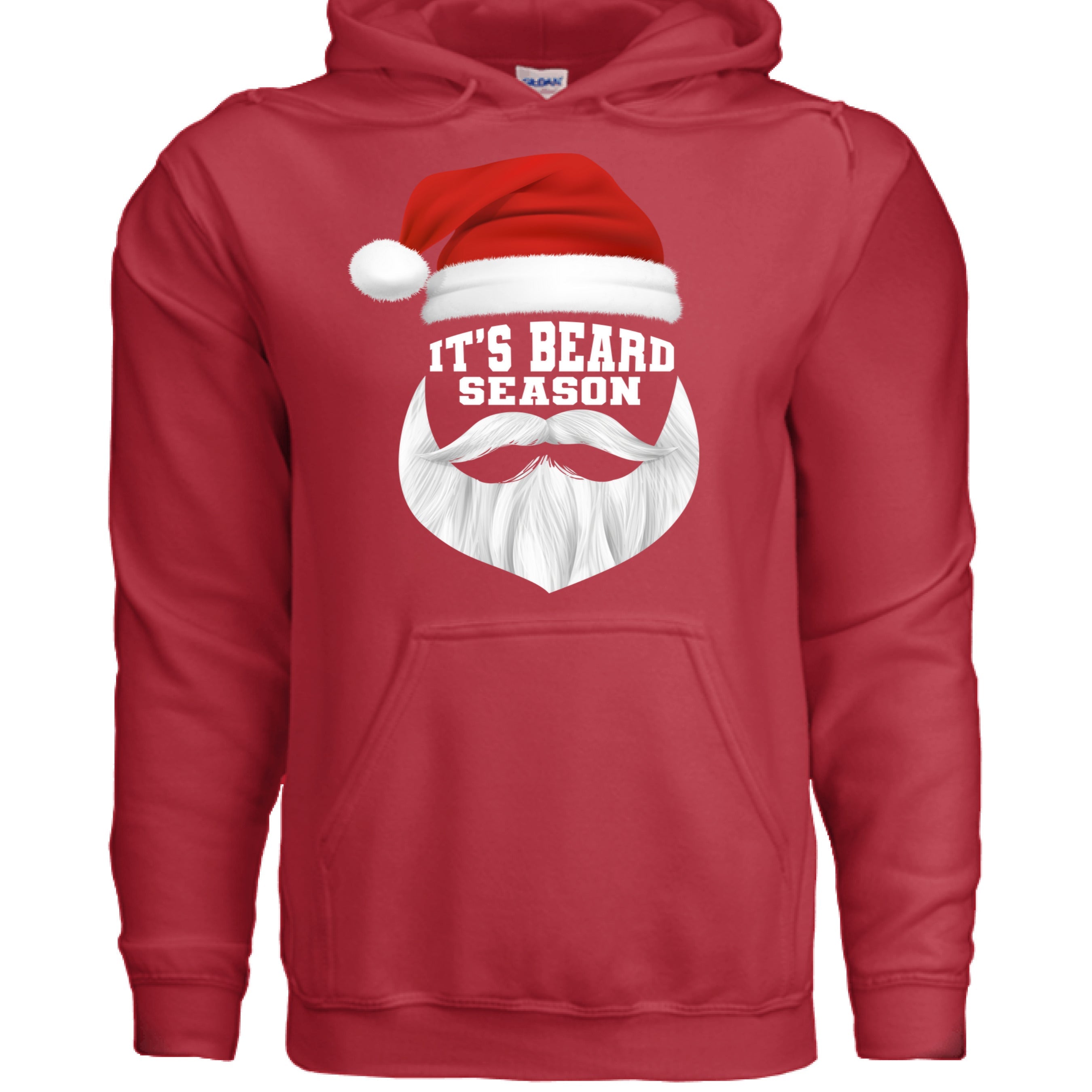Bearded Santa Holiday It's Beard Season Hoodie Funny Holiday RED - FRONT