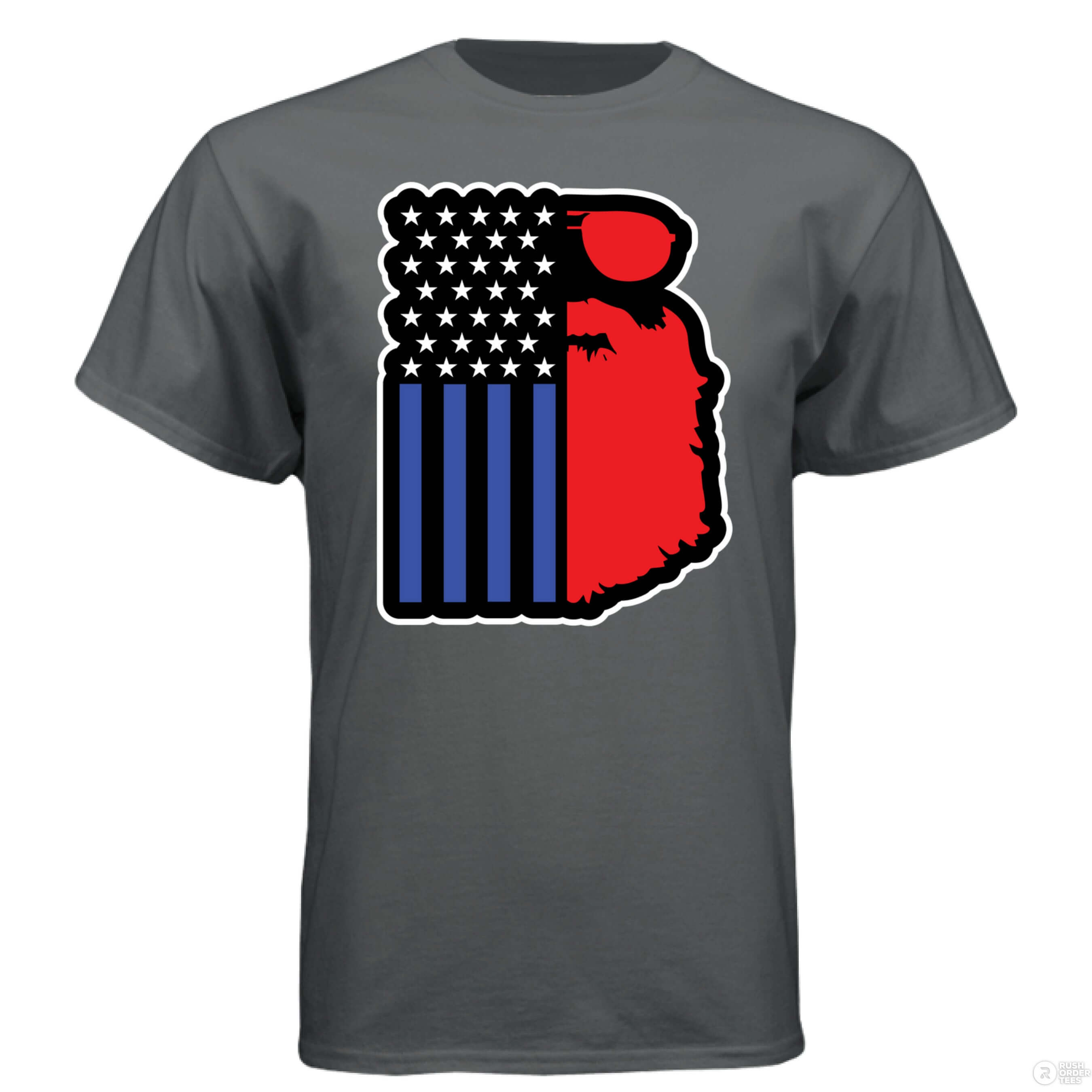 Bearded USA Flag Hanes Tee Shirt CHARCOAL HEATHER - FRONT