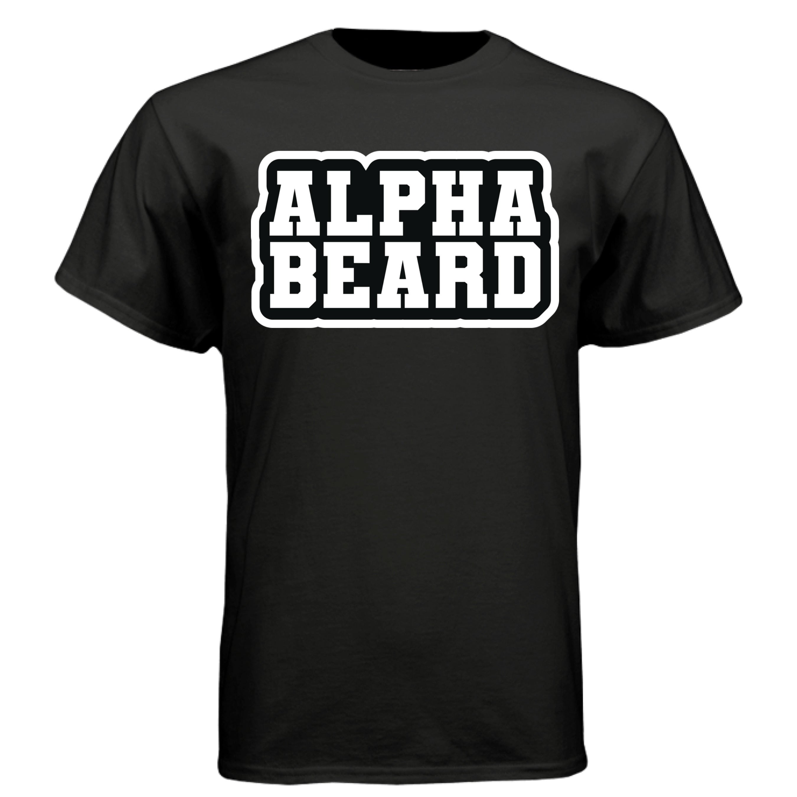 Bold Alpha Beard Graphic Tee Shirt Design for Confident Style BLACK - FRONT