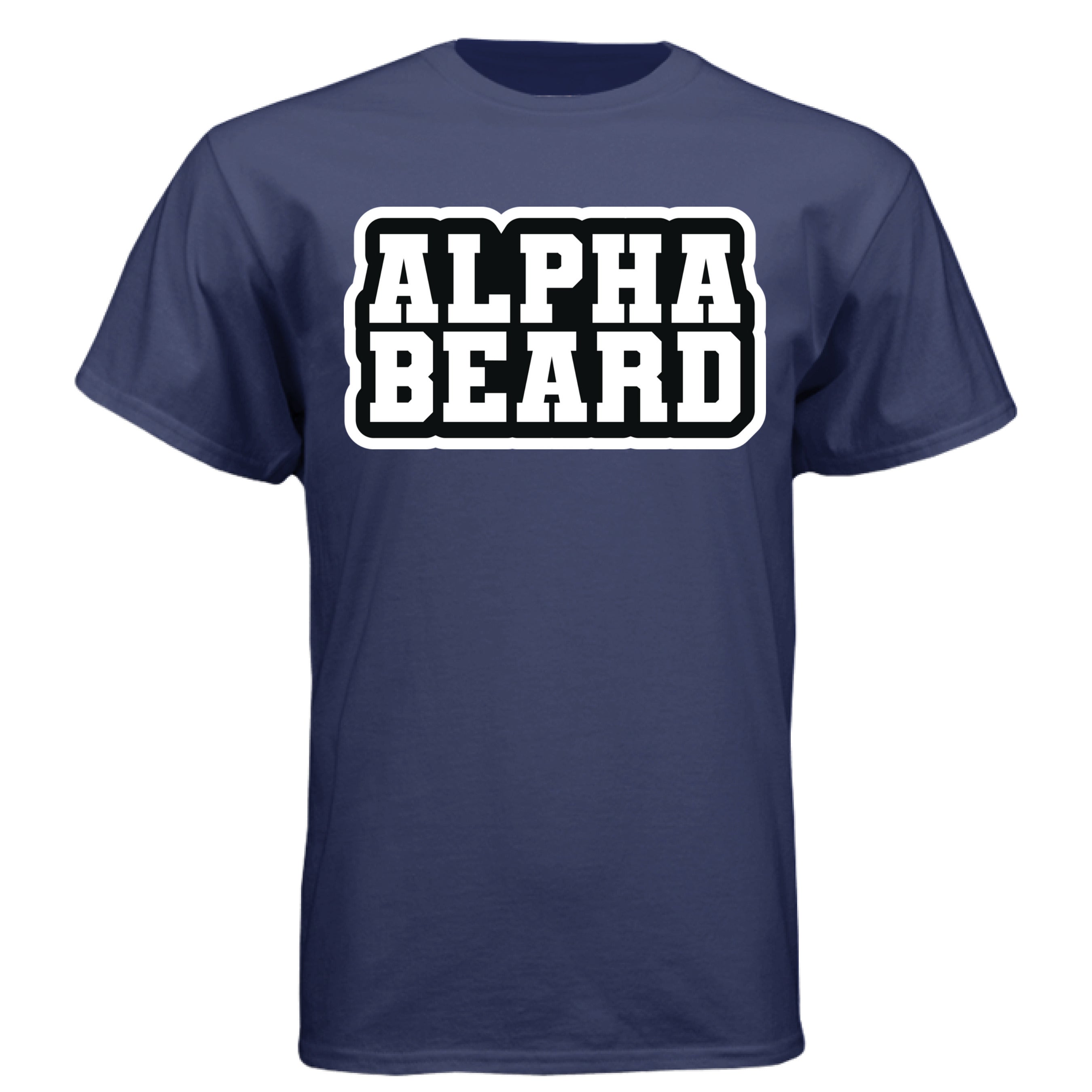 Bold Alpha Beard Graphic Tee Shirt Design for Confident Style NAVY - FRONT