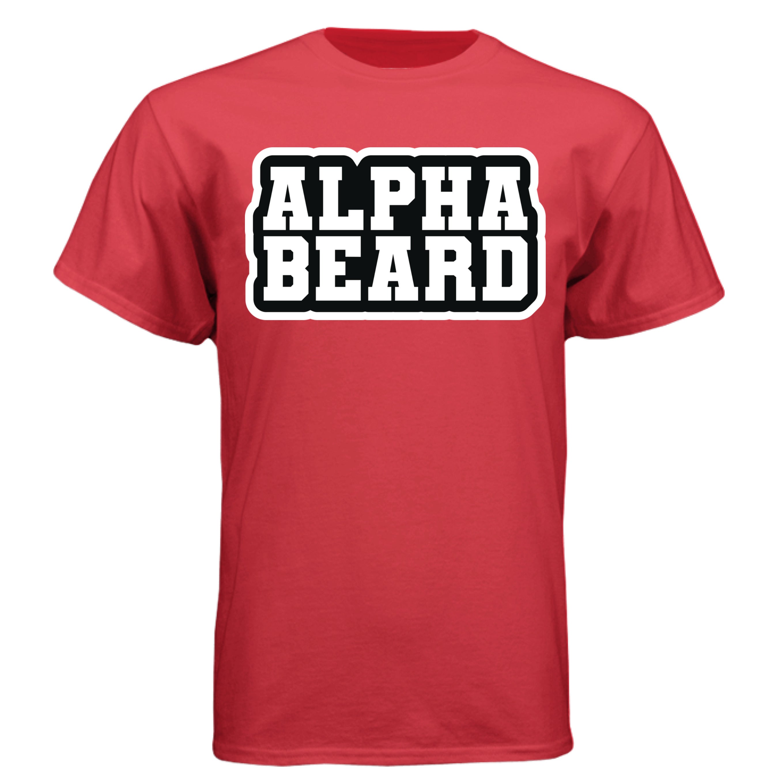 Bold Alpha Beard Graphic Tee Shirt Design for Confident Style DEEP RED - FRONT