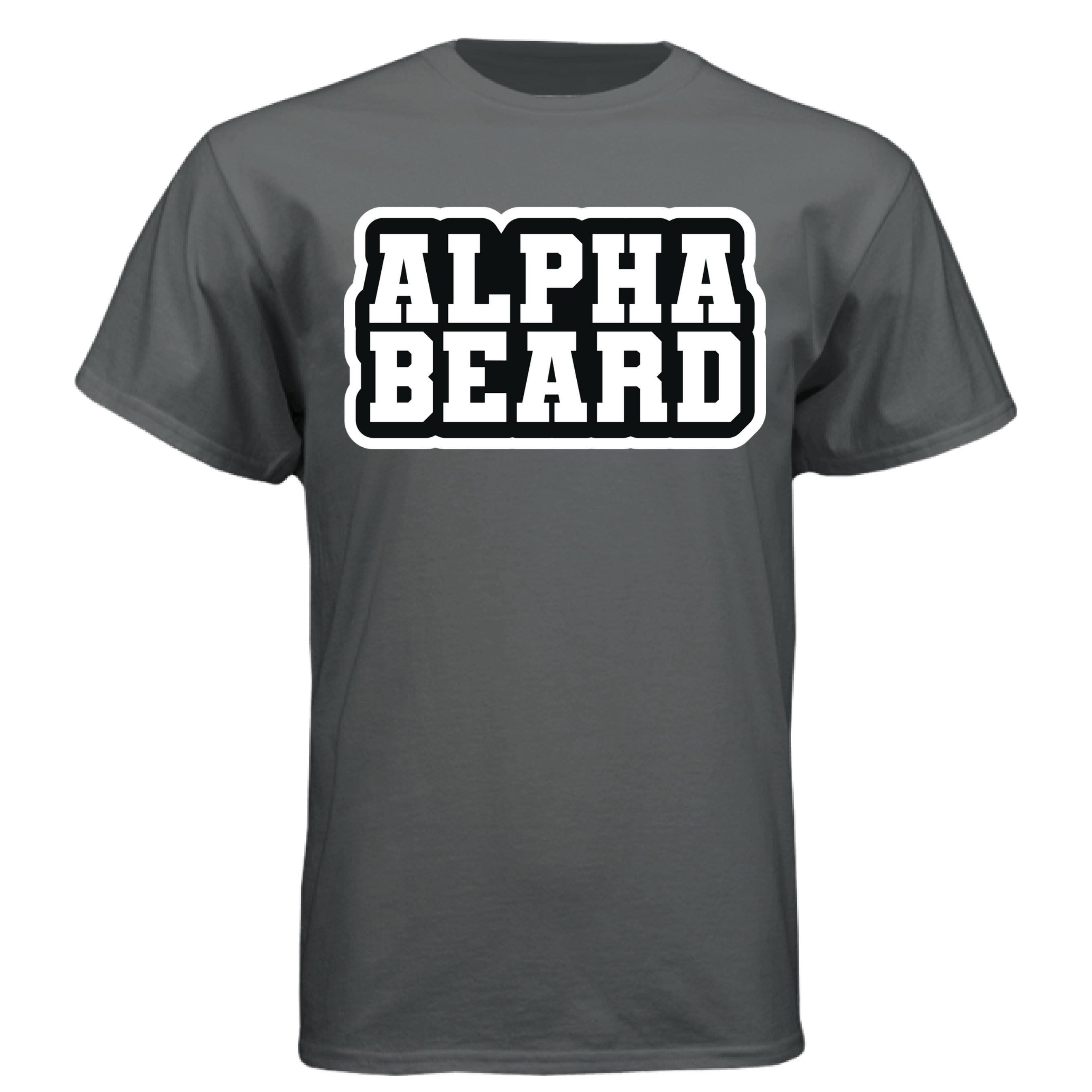 Bold Alpha Beard Graphic Tee Shirt Design for Confident Style CHARCOAL HEATHER - FRONT