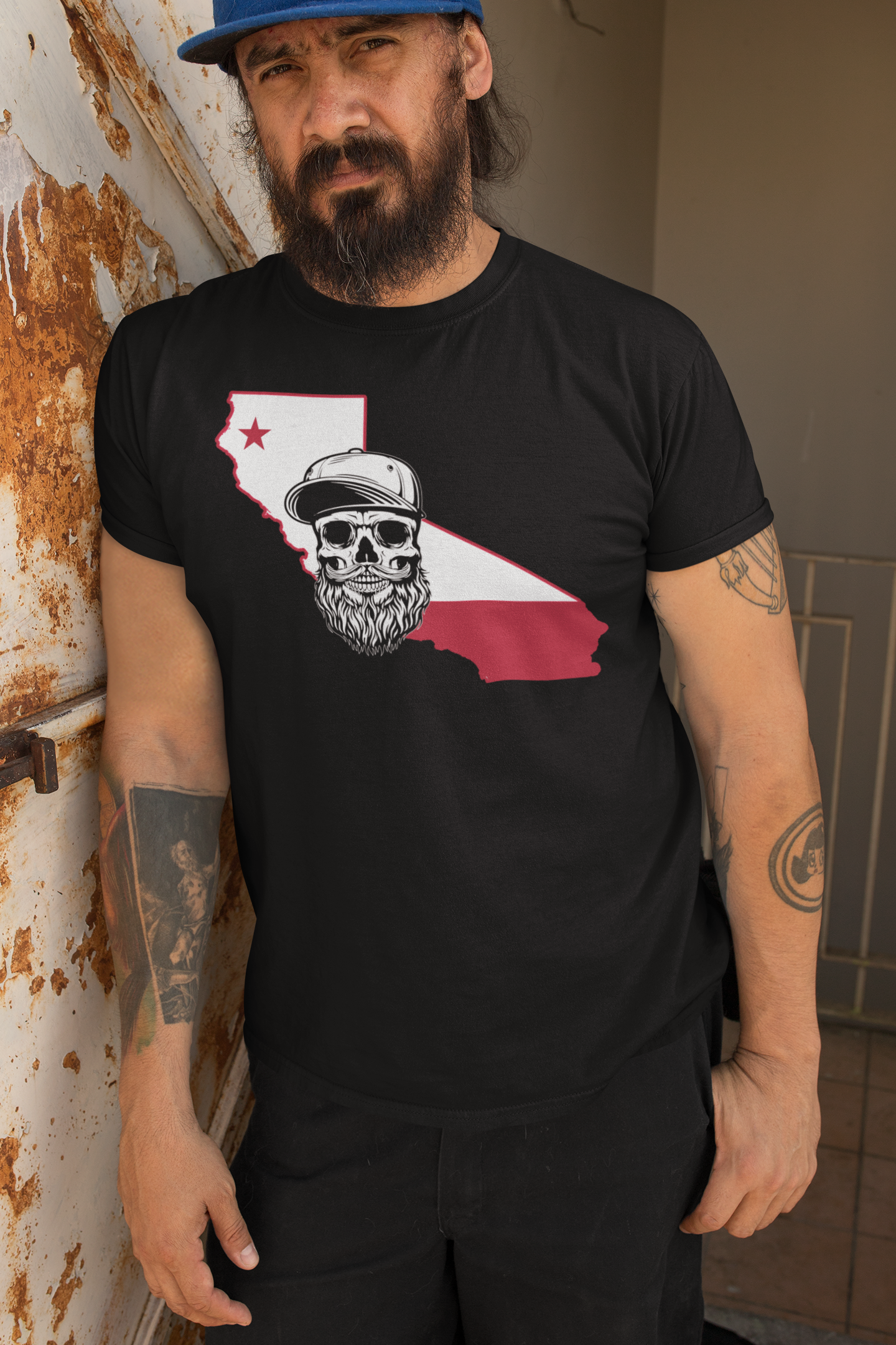 California Bearded Skull Tee – West Coast Beard Life Beard Guys Hat Club