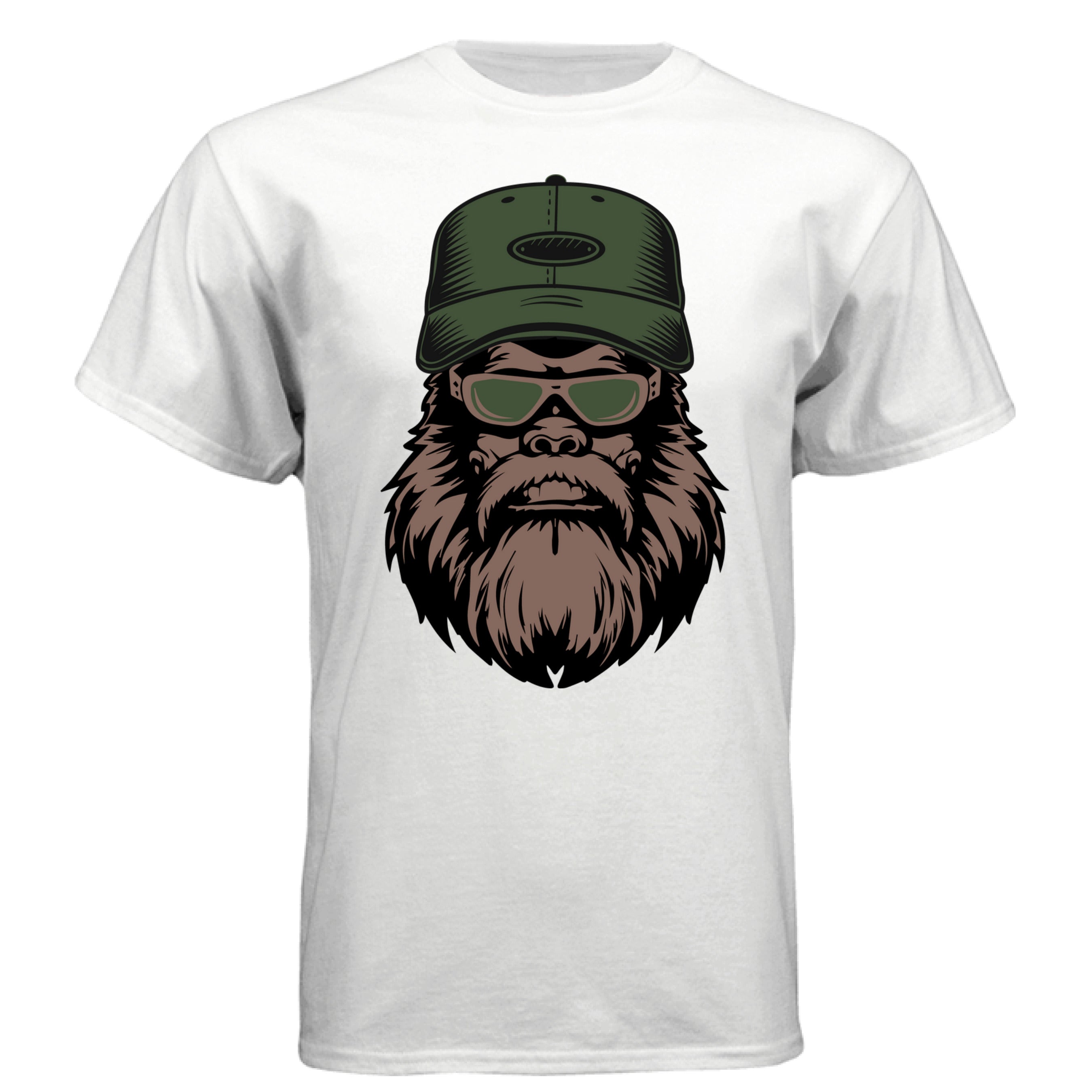 Cool Forest Legend Bearded Bigfoot Illustration Tee Shirt WHITE - FRONT