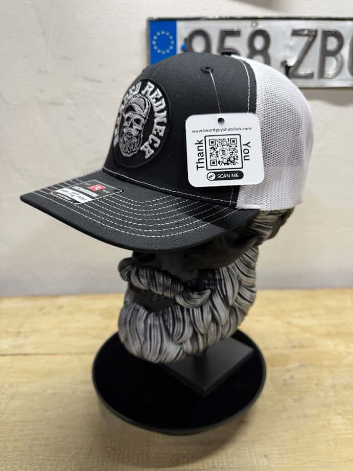 Bearder Redneck Skull With A Beard Trucker Hat Side