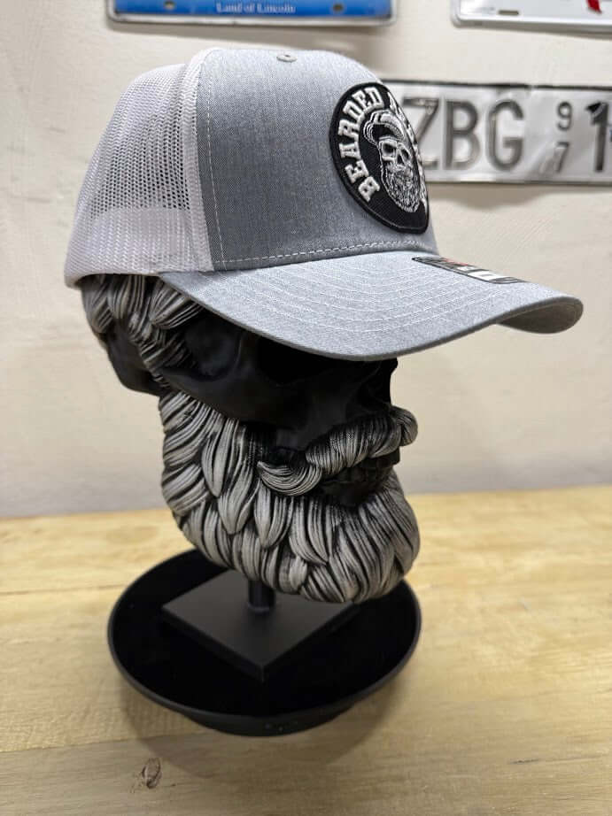 Bearder Redneck Skull With A Beard Trucker Hat Side
